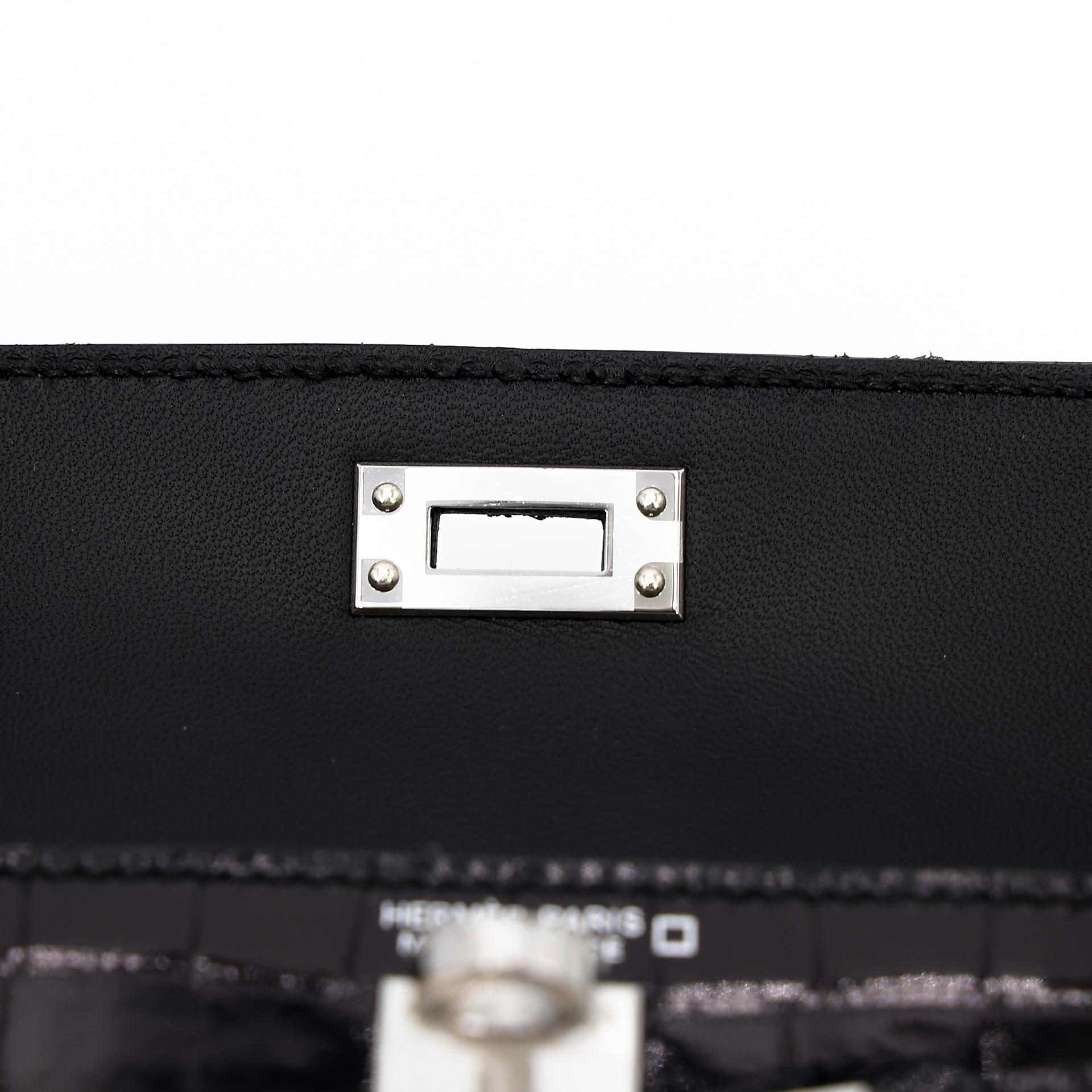 Brand New ( Rank N ) HERMÈS Mini Kelly II Black (89) Shiny Alligator Palladium hardware W (2024) - 16