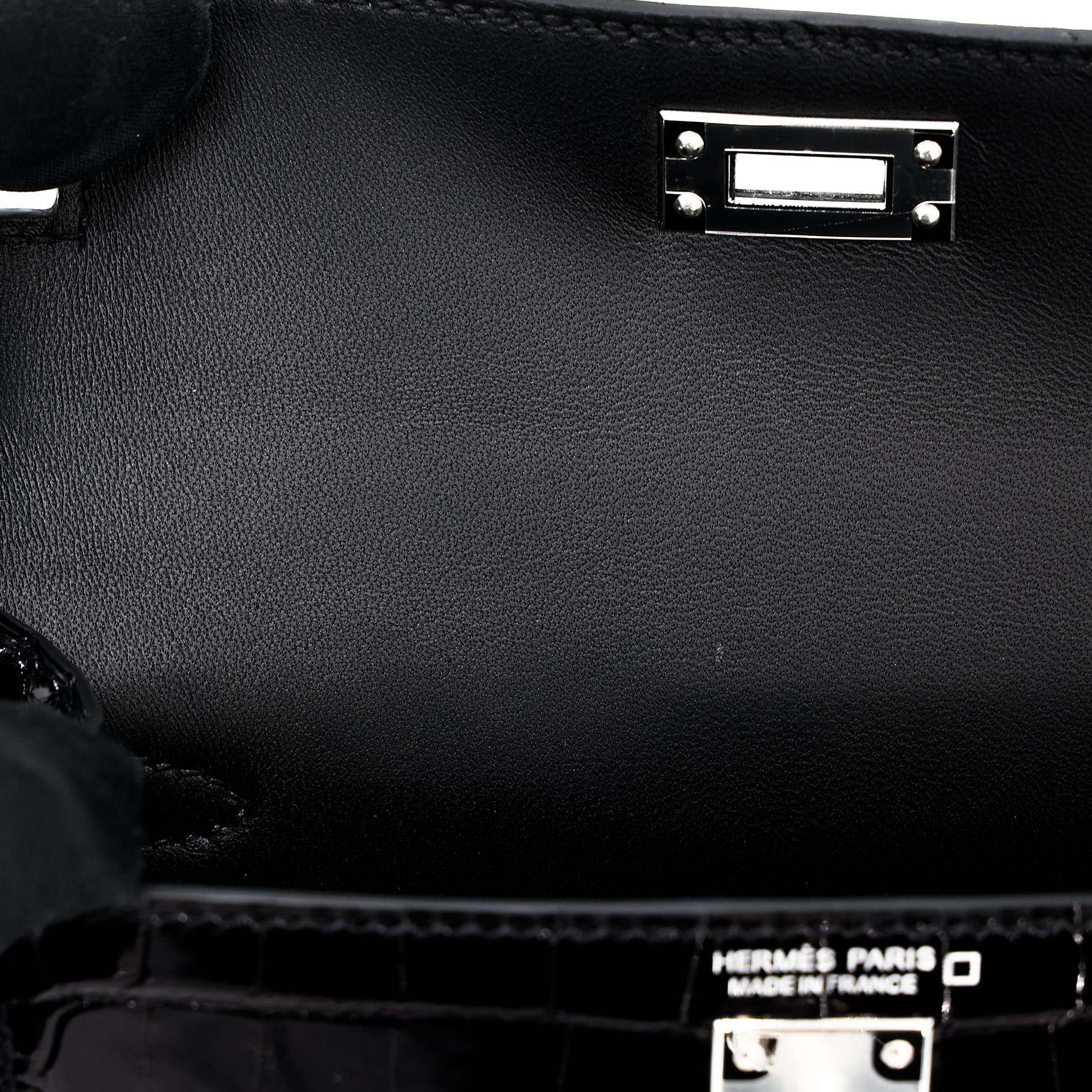 Brand New ( Rank N ) HERMÈS Mini Kelly II Black (89) Shiny Alligator Palladium hardware W (2024) - 20
