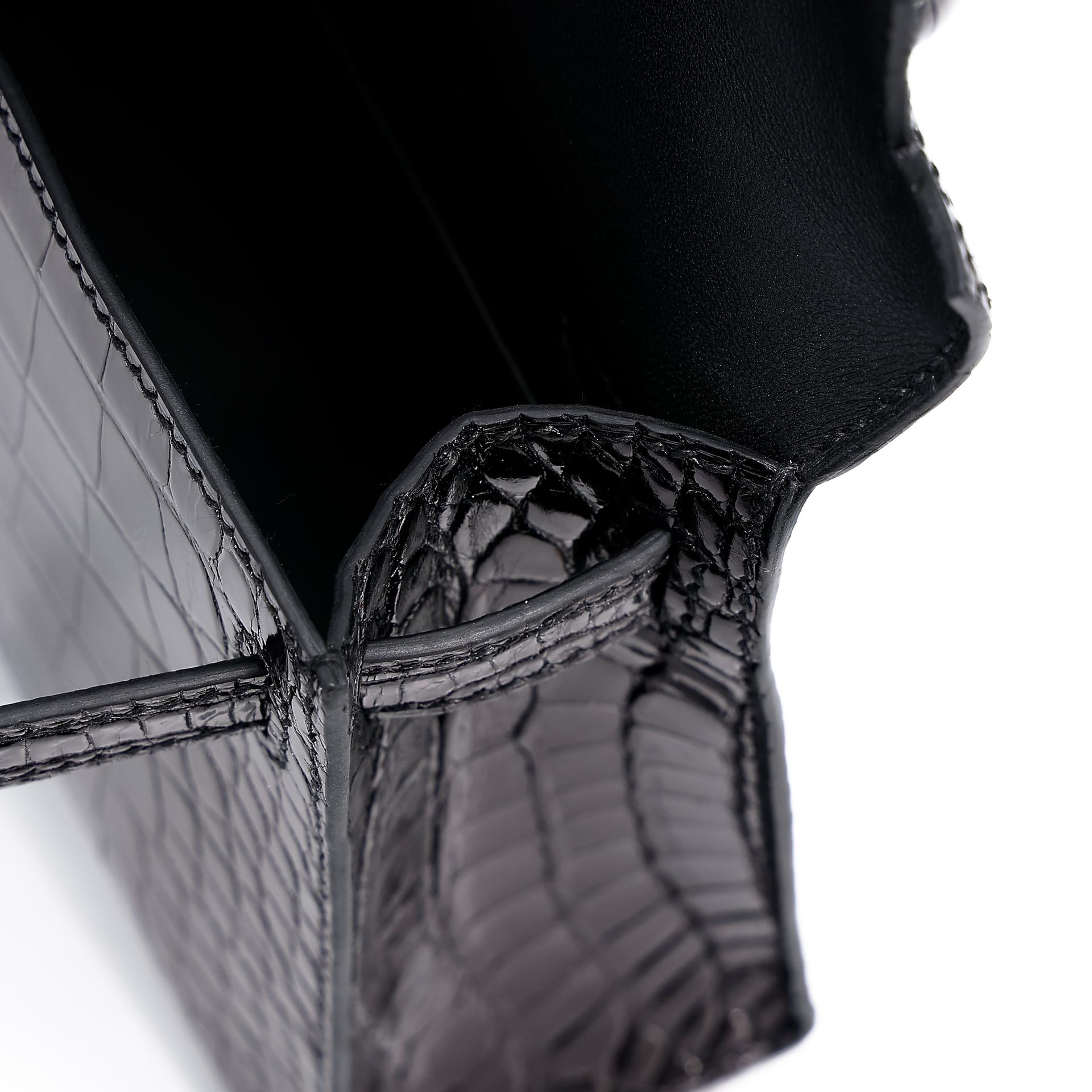 Brand New ( Rank N ) HERMÈS Mini Kelly II Black (89) Shiny Alligator Palladium hardware W (2024) - 22