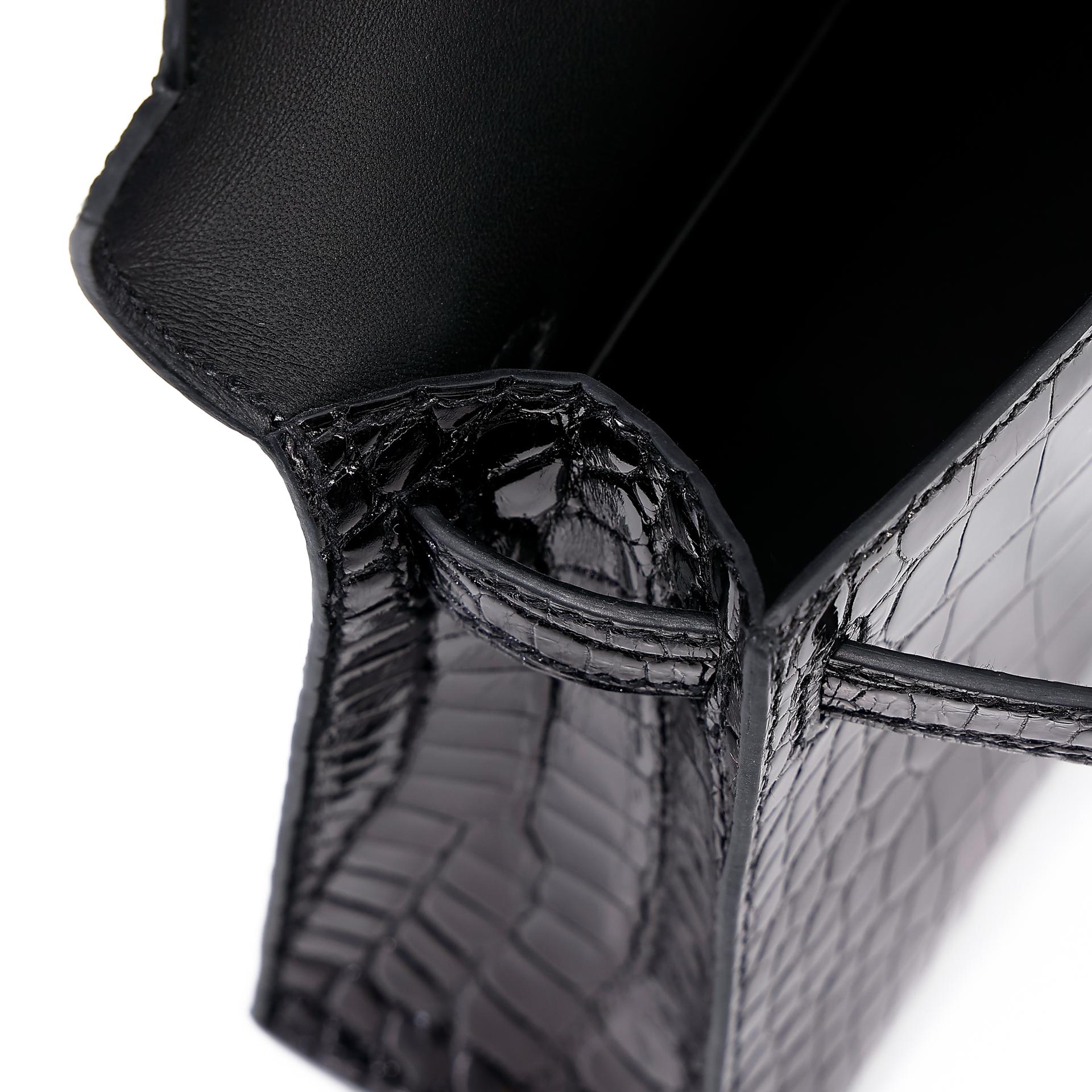 Brand New ( Rank N ) HERMÈS Mini Kelly II Black (89) Shiny Alligator Palladium hardware W (2024) - 23