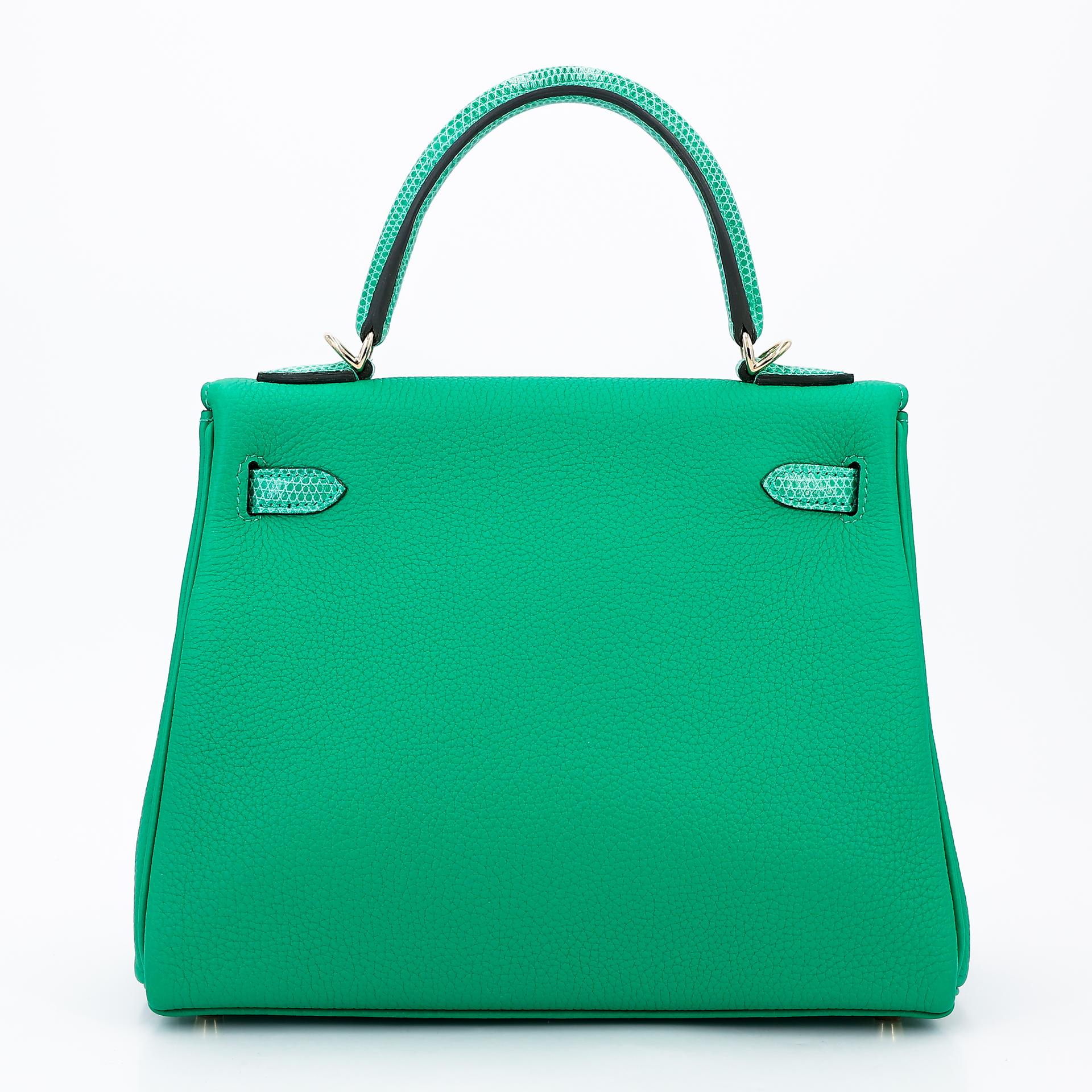 Brand New ( Rank N ) HERMÈS Kelly 25 Touch Menthe (6W) Togo Lizard Permabrass hardware Z (2021) - 2