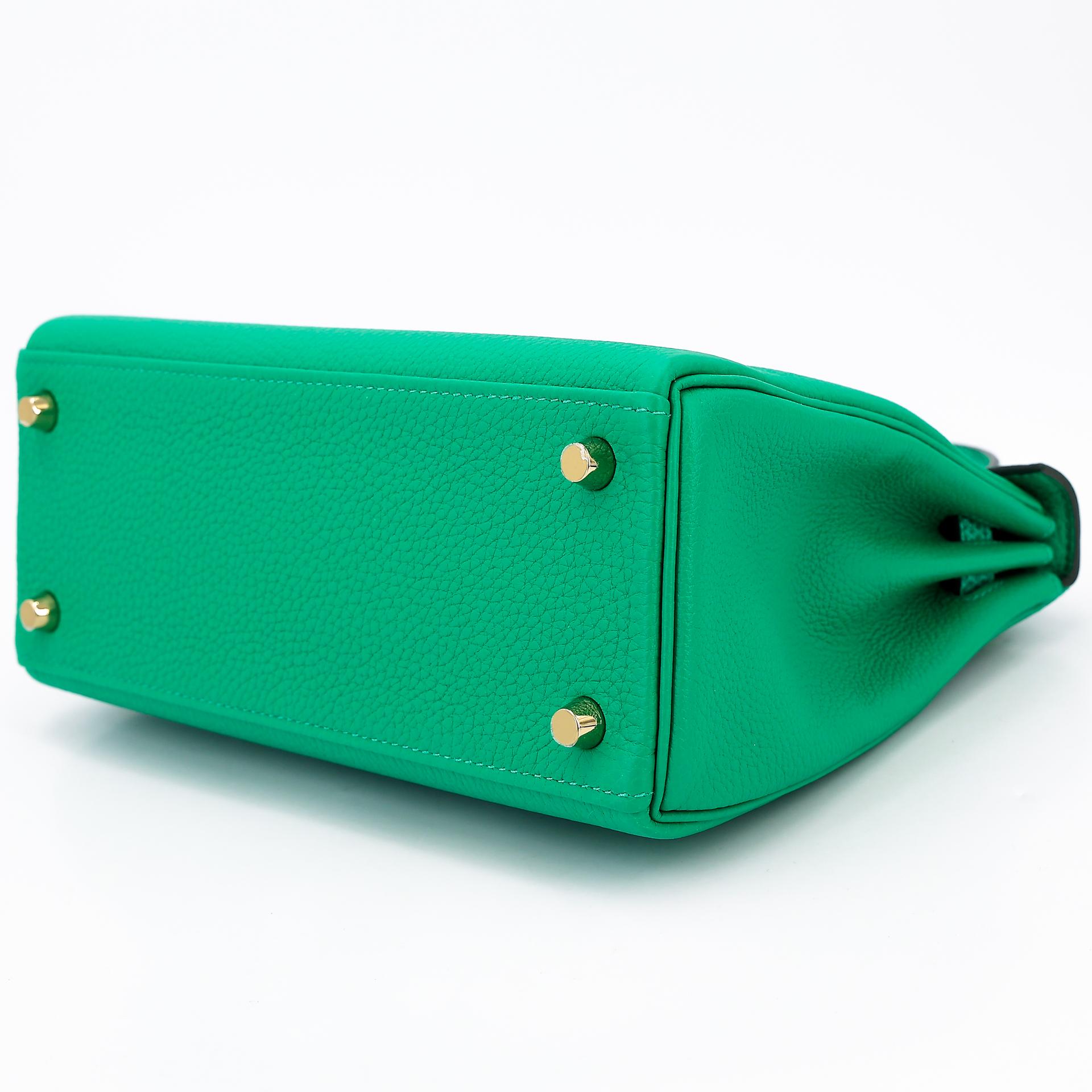 Brand New ( Rank N ) HERMÈS Kelly 25 Touch Menthe (6W) Togo Lizard Permabrass hardware Z (2021) - 4