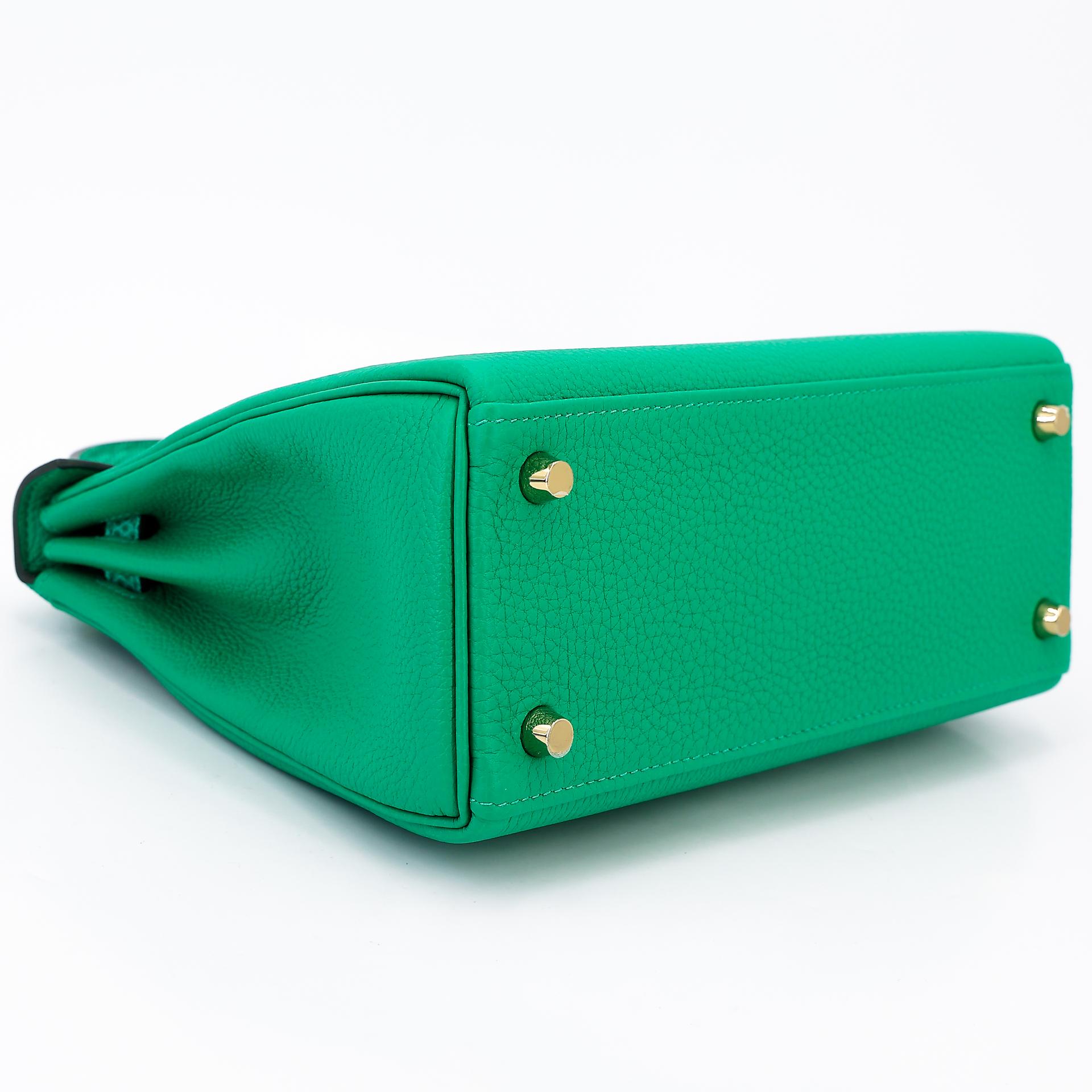 Brand New ( Rank N ) HERMÈS Kelly 25 Touch Menthe (6W) Togo Lizard Permabrass hardware Z (2021) - 5