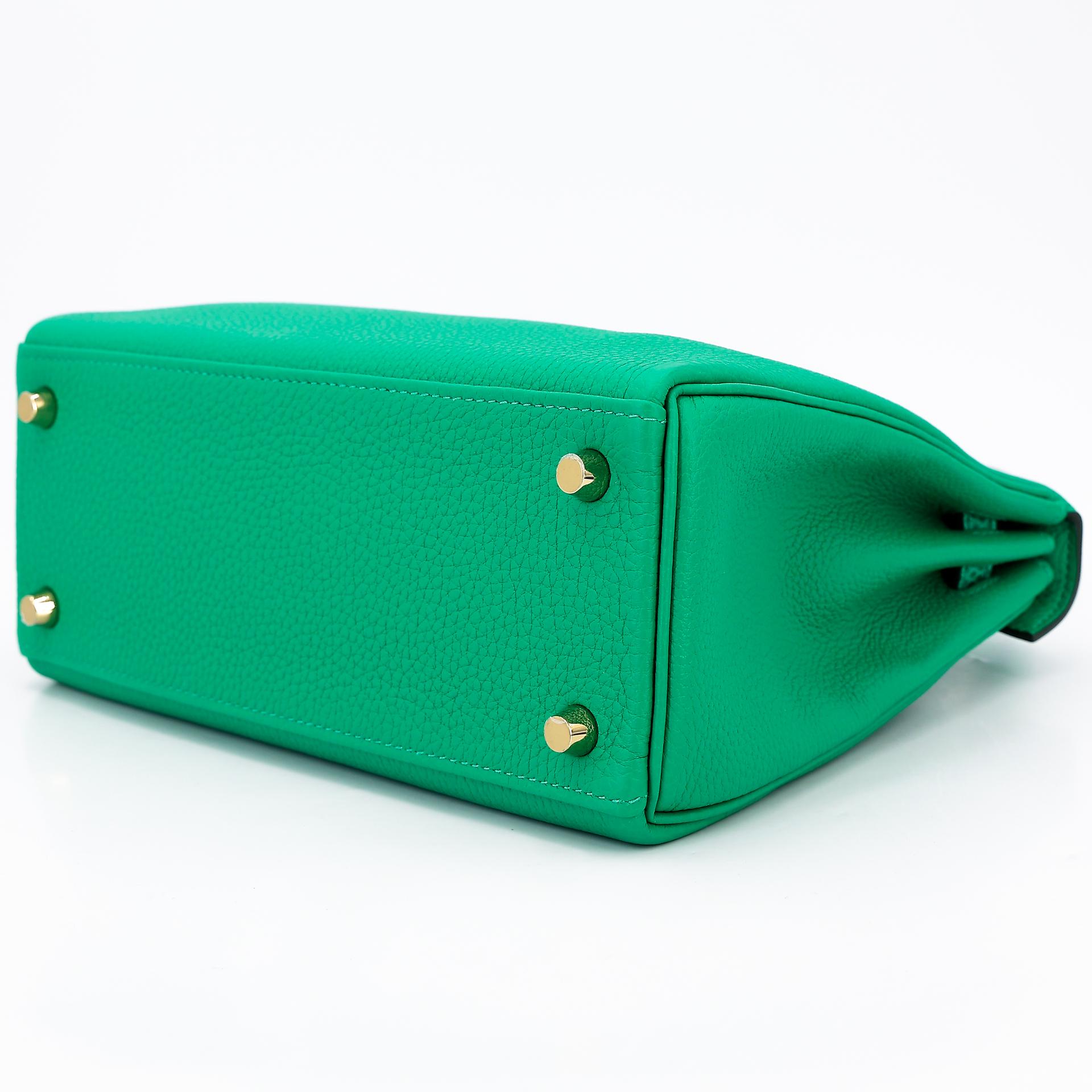 Brand New ( Rank N ) HERMÈS Kelly 25 Touch Menthe (6W) Togo Lizard Permabrass hardware Z (2021) - 6
