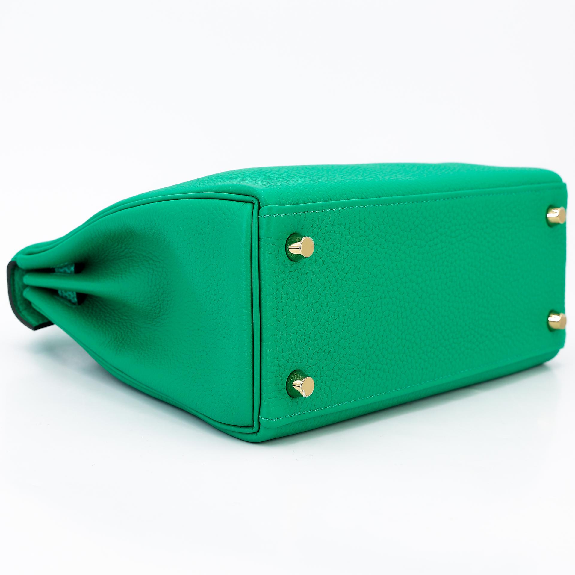 Brand New ( Rank N ) HERMÈS Kelly 25 Touch Menthe (6W) Togo Lizard Permabrass hardware Z (2021) - 7