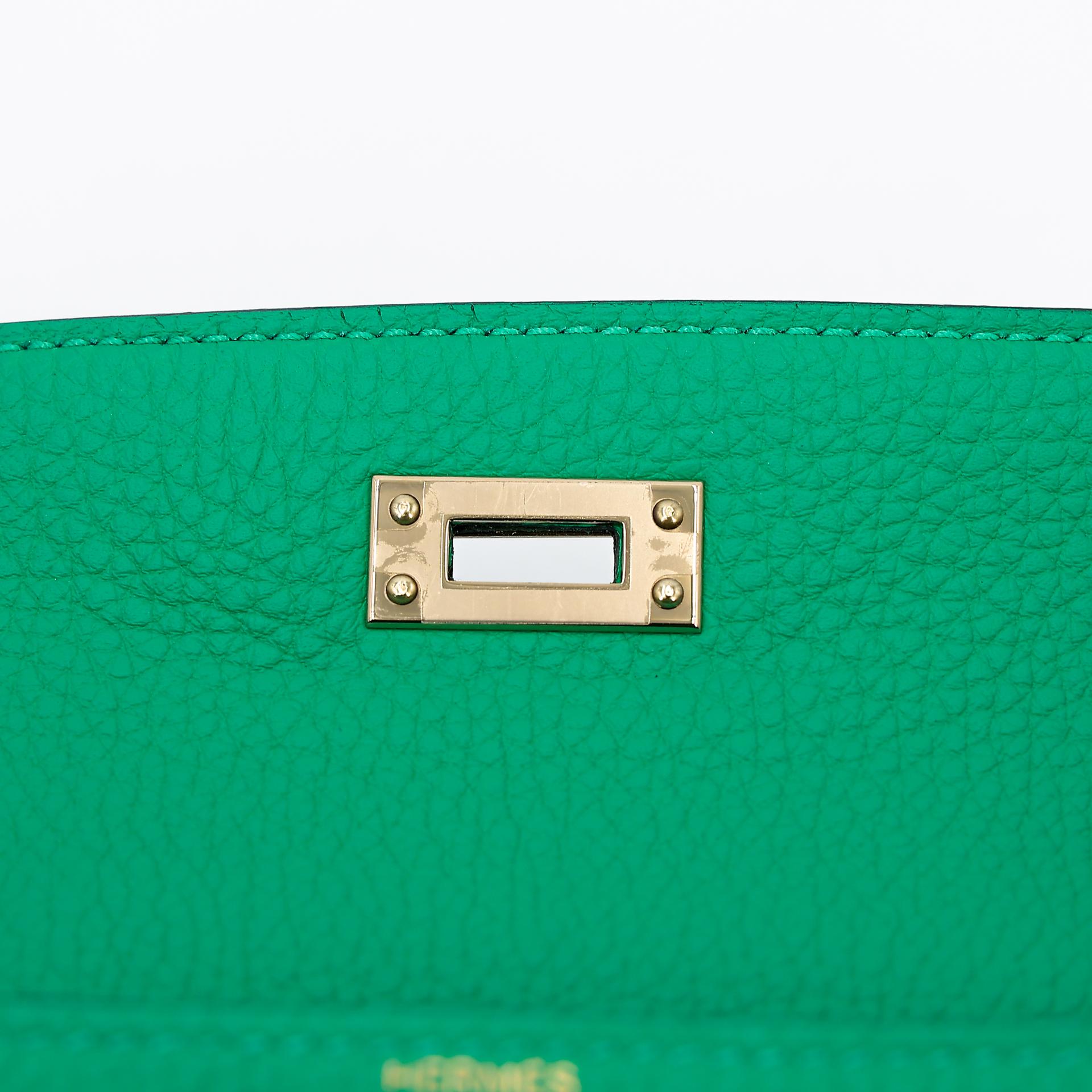 Brand New ( Rank N ) HERMÈS Kelly 25 Touch Menthe (6W) Togo Lizard Permabrass hardware Z (2021) - 10