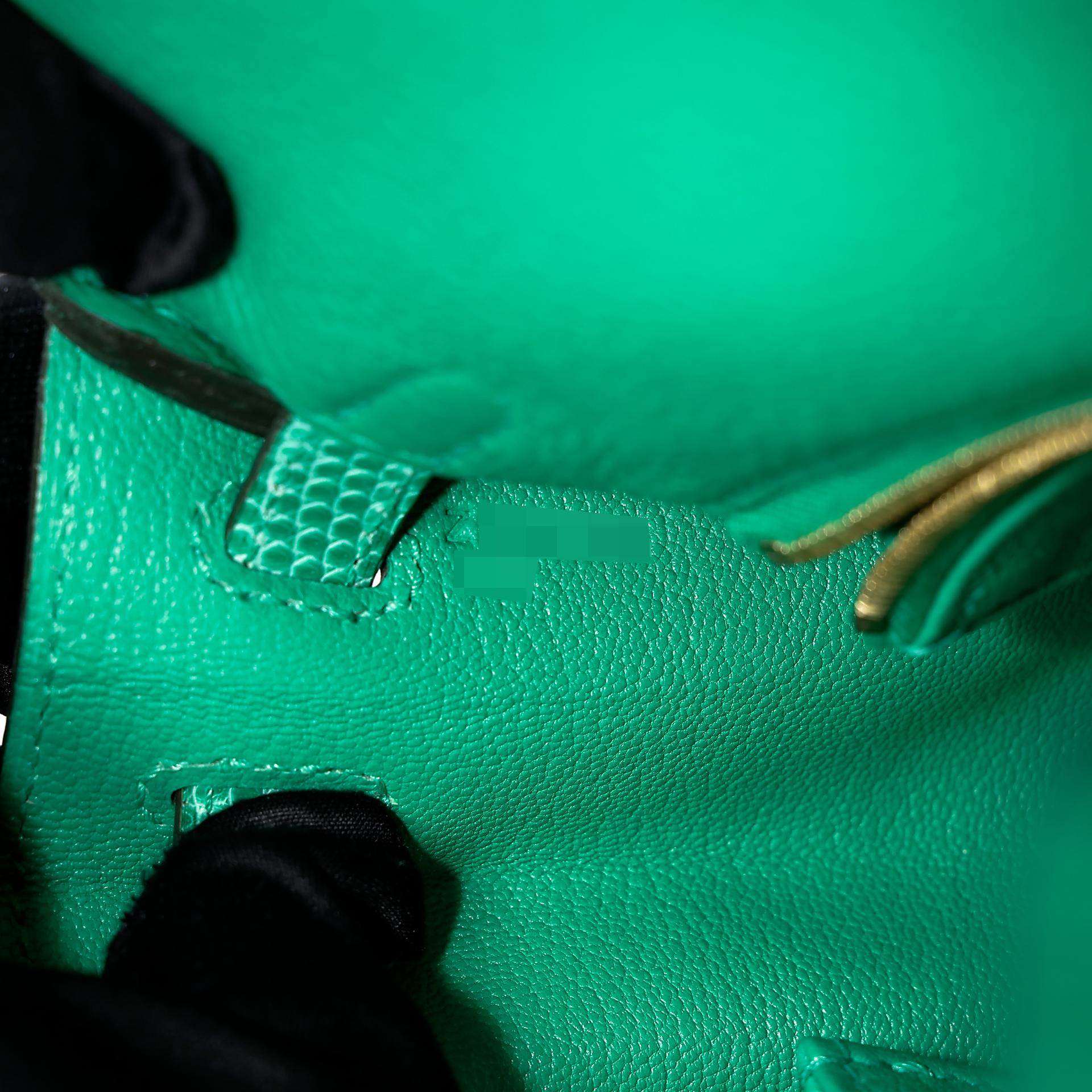 Brand New ( Rank N ) HERMÈS Kelly 25 Touch Menthe (6W) Togo Lizard Permabrass hardware Z (2021) - 12