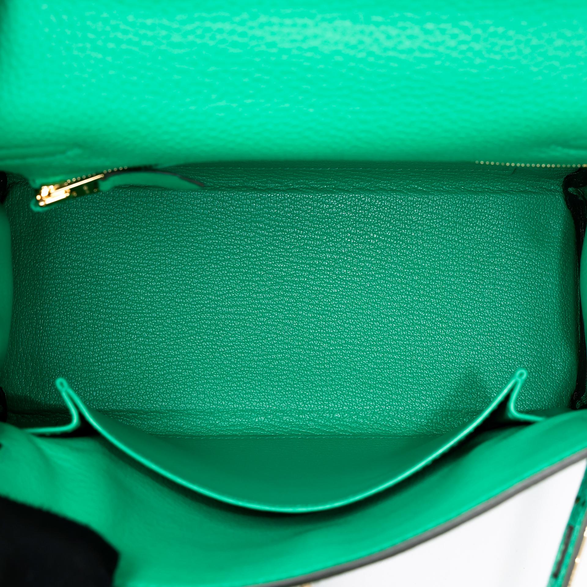 Brand New ( Rank N ) HERMÈS Kelly 25 Touch Menthe (6W) Togo Lizard Permabrass hardware Z (2021) - 15