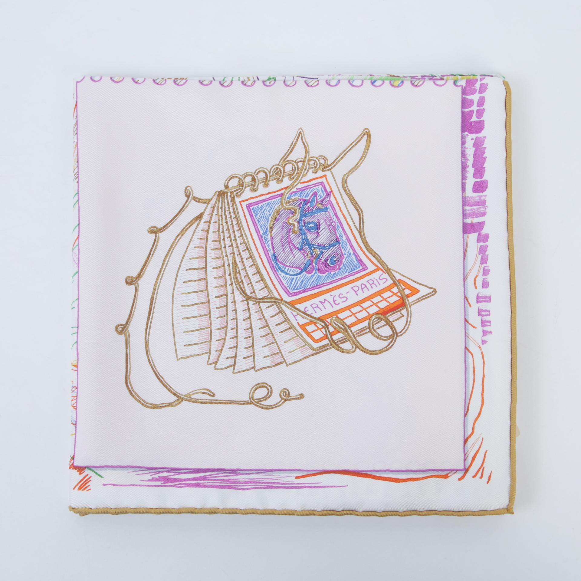 Brand New ( Rank N ) HERMÈS Carre 90 scarf Chevaloscope Pink Silk - 3