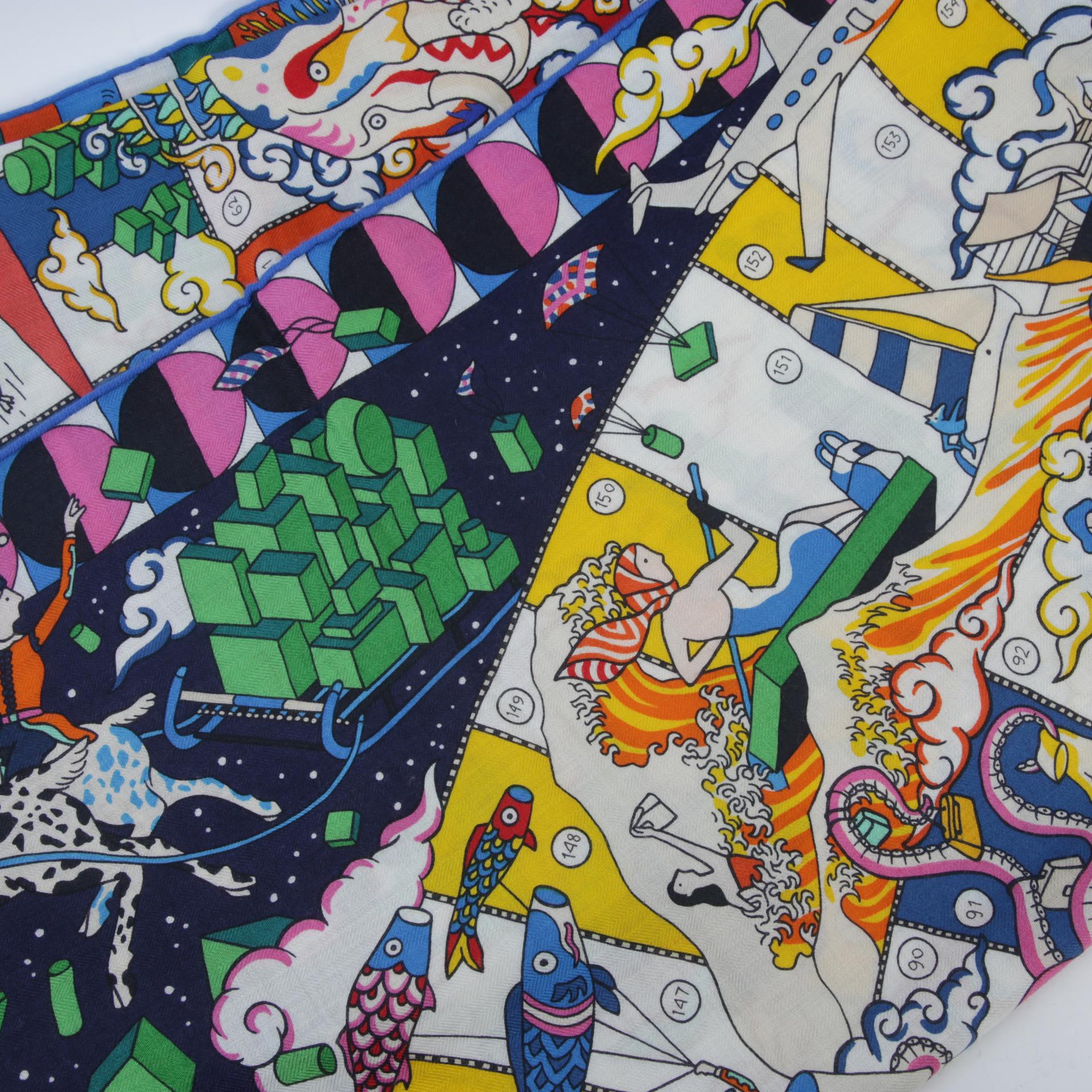 Unused ( Rank NS ) HERMÈS Carre 140 Scarf  l'epopee d'hermes Multi-color Cashmere Silk - 2