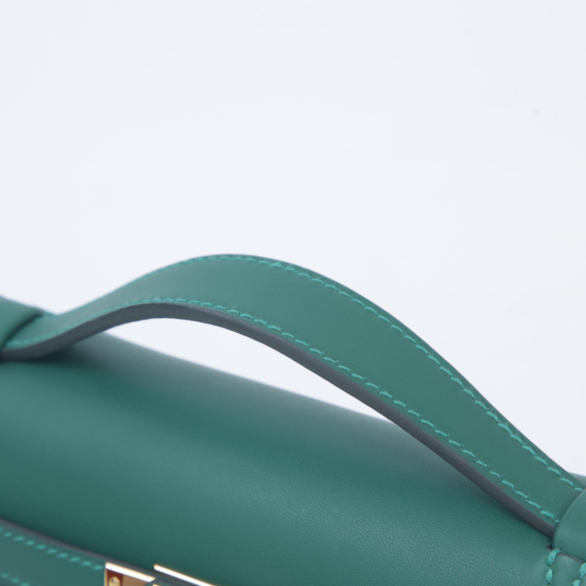 Brand New ( Rank N )  HERMÈS  Kelly Pochette Vert Moyen (65) Swift Gold hardware W (2024) - 3