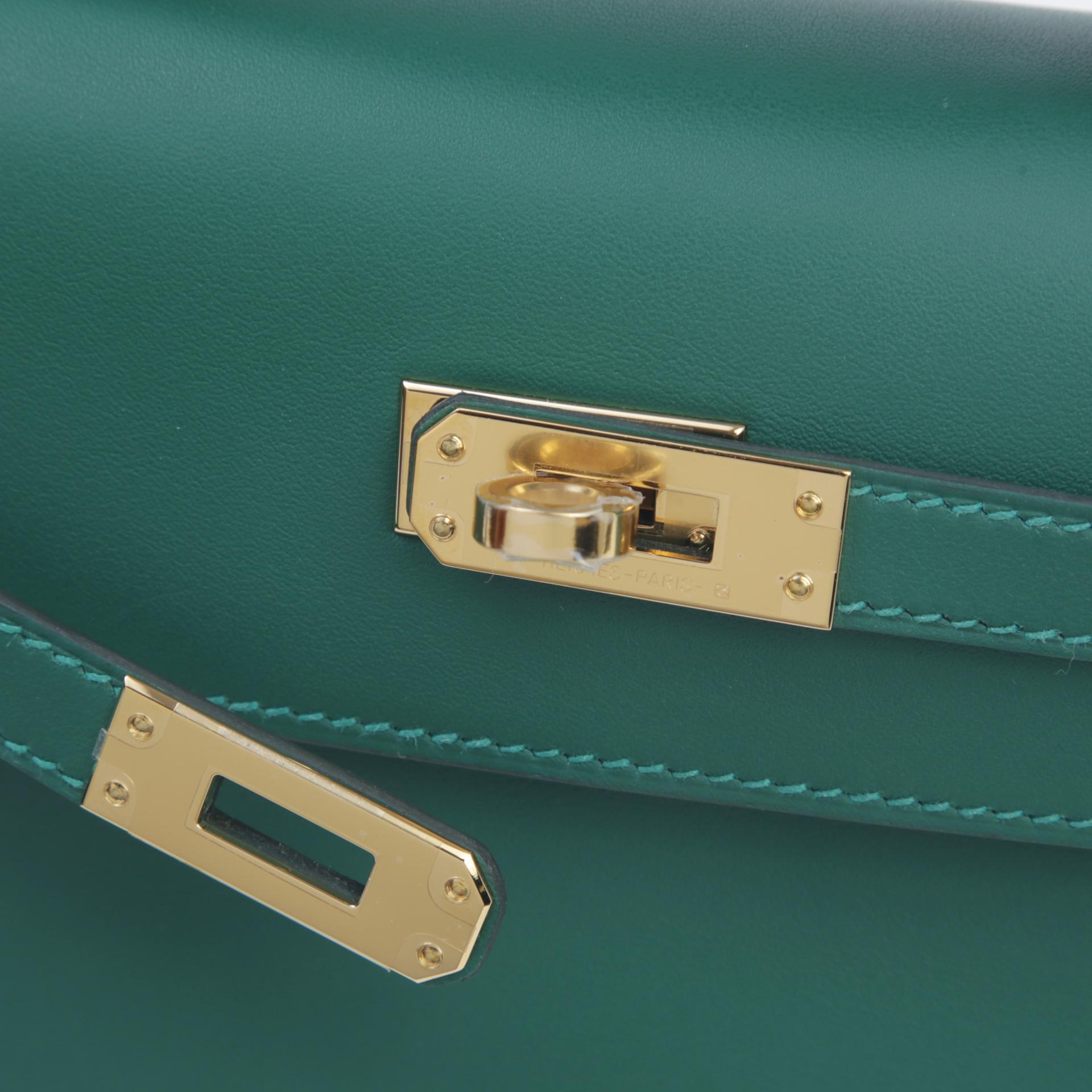 Brand New ( Rank N )  HERMÈS  Kelly Pochette Vert Moyen (65) Swift Gold hardware W (2024) - 8
