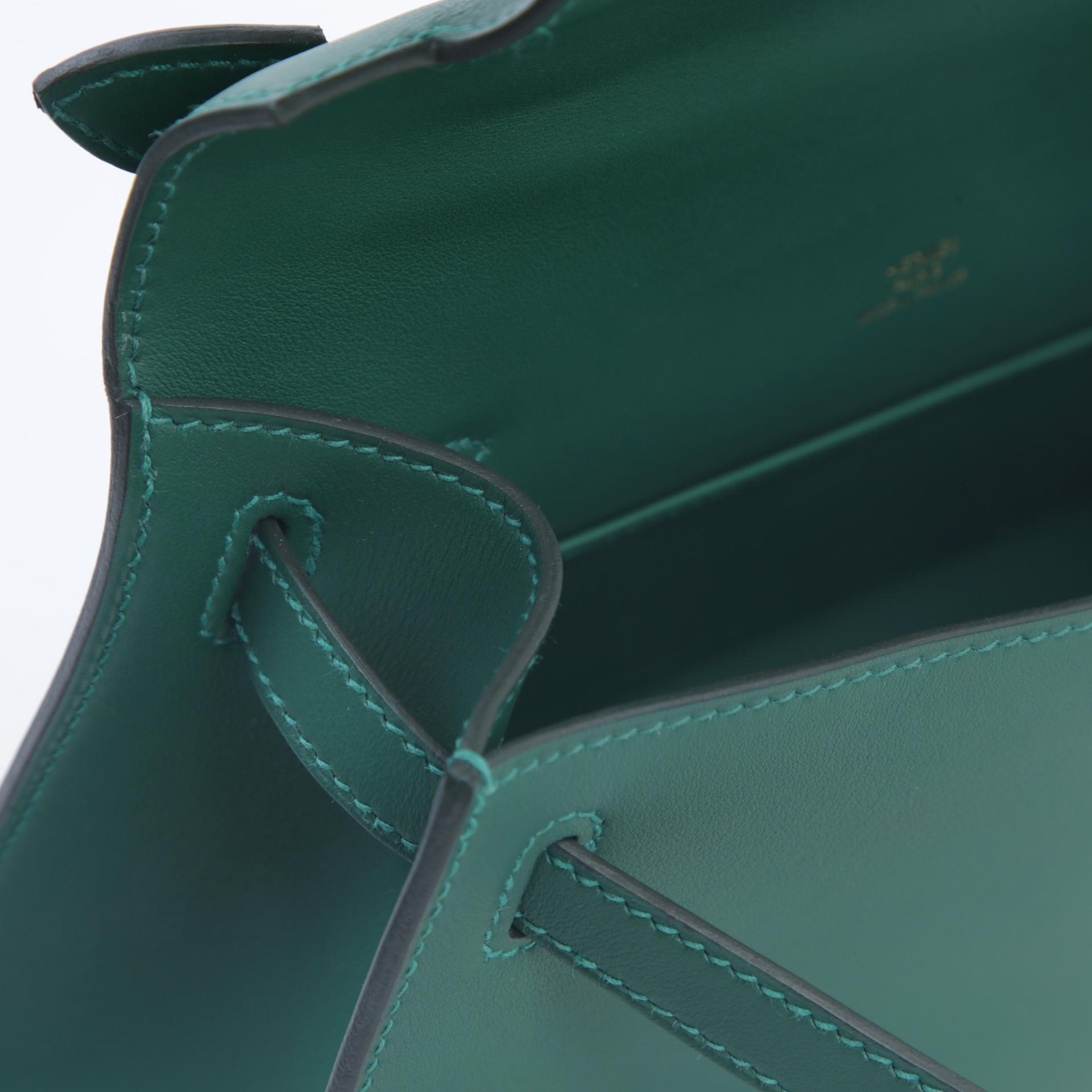 Brand New ( Rank N )  HERMÈS  Kelly Pochette Vert Moyen (65) Swift Gold hardware W (2024) - 13