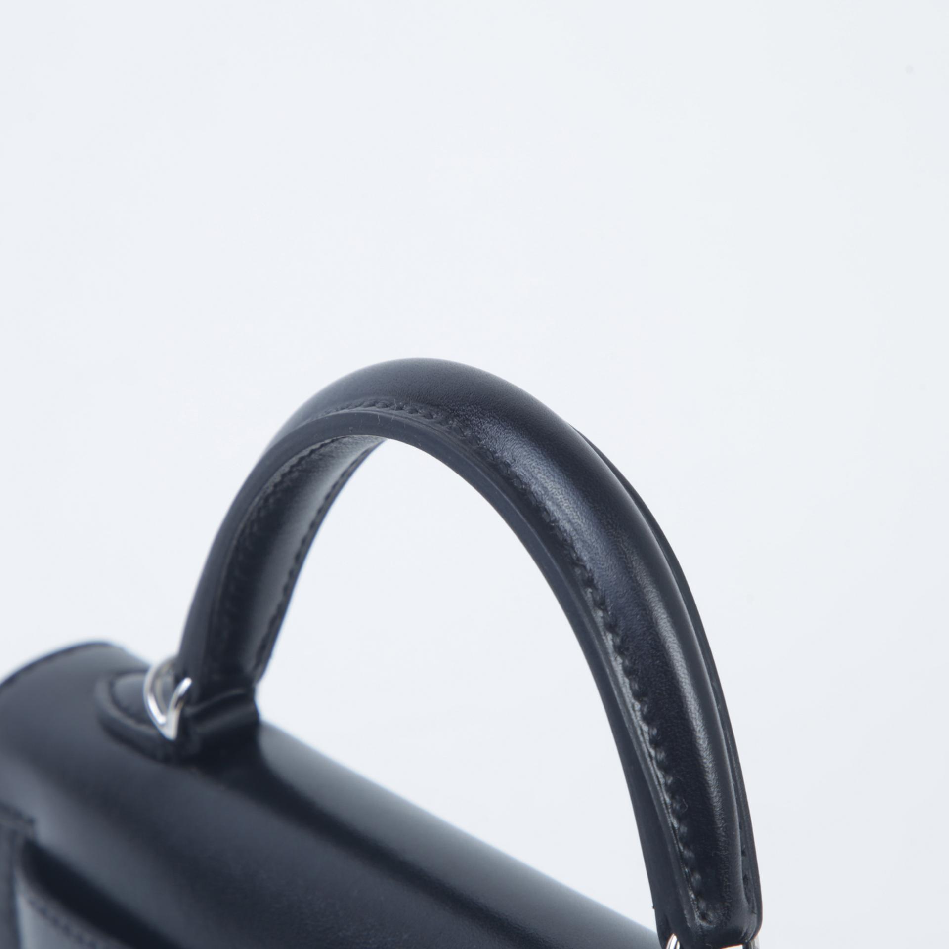 Brand New ( Rank N ) HERMÈS Limited Edition Mini Kelly II Cloute Black (89) Box-calf Palladium hardware W (2024) - 3