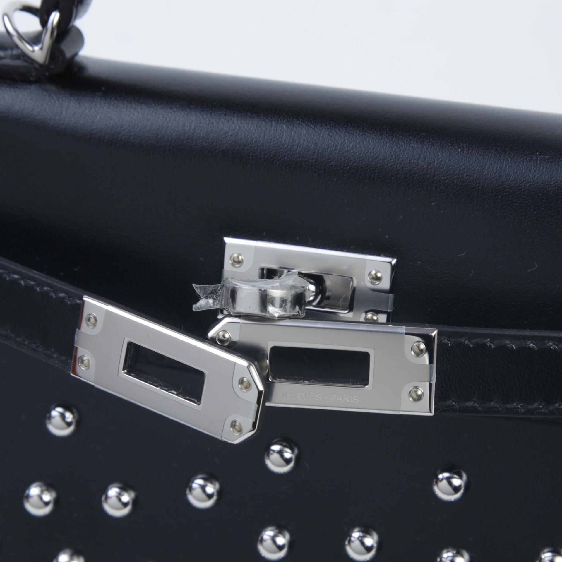 Brand New ( Rank N ) HERMÈS Limited Edition Mini Kelly II Cloute Black (89) Box-calf Palladium hardware W (2024) - 8