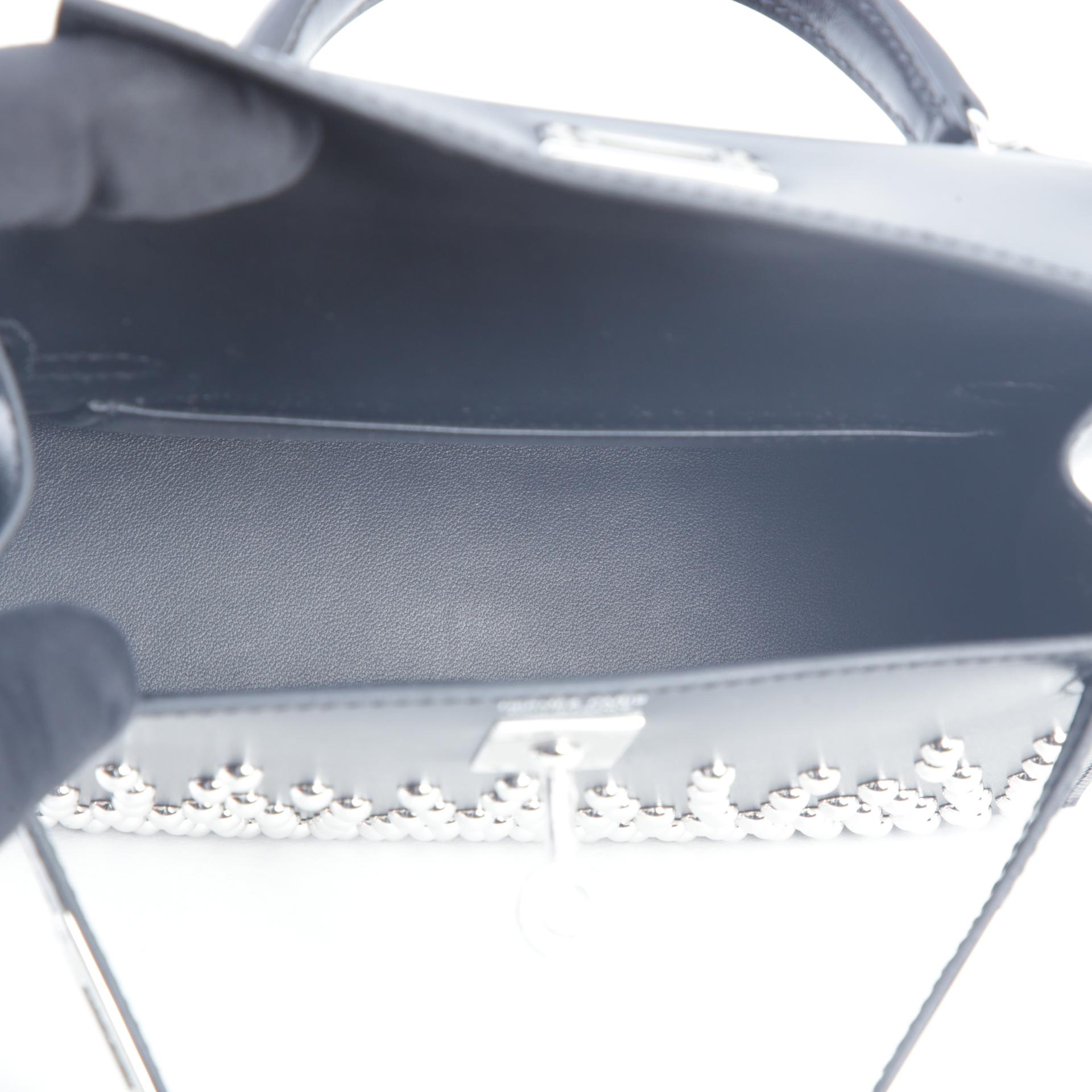 Brand New ( Rank N ) HERMÈS Limited Edition Mini Kelly II Cloute Black (89) Box-calf Palladium hardware W (2024) - 10