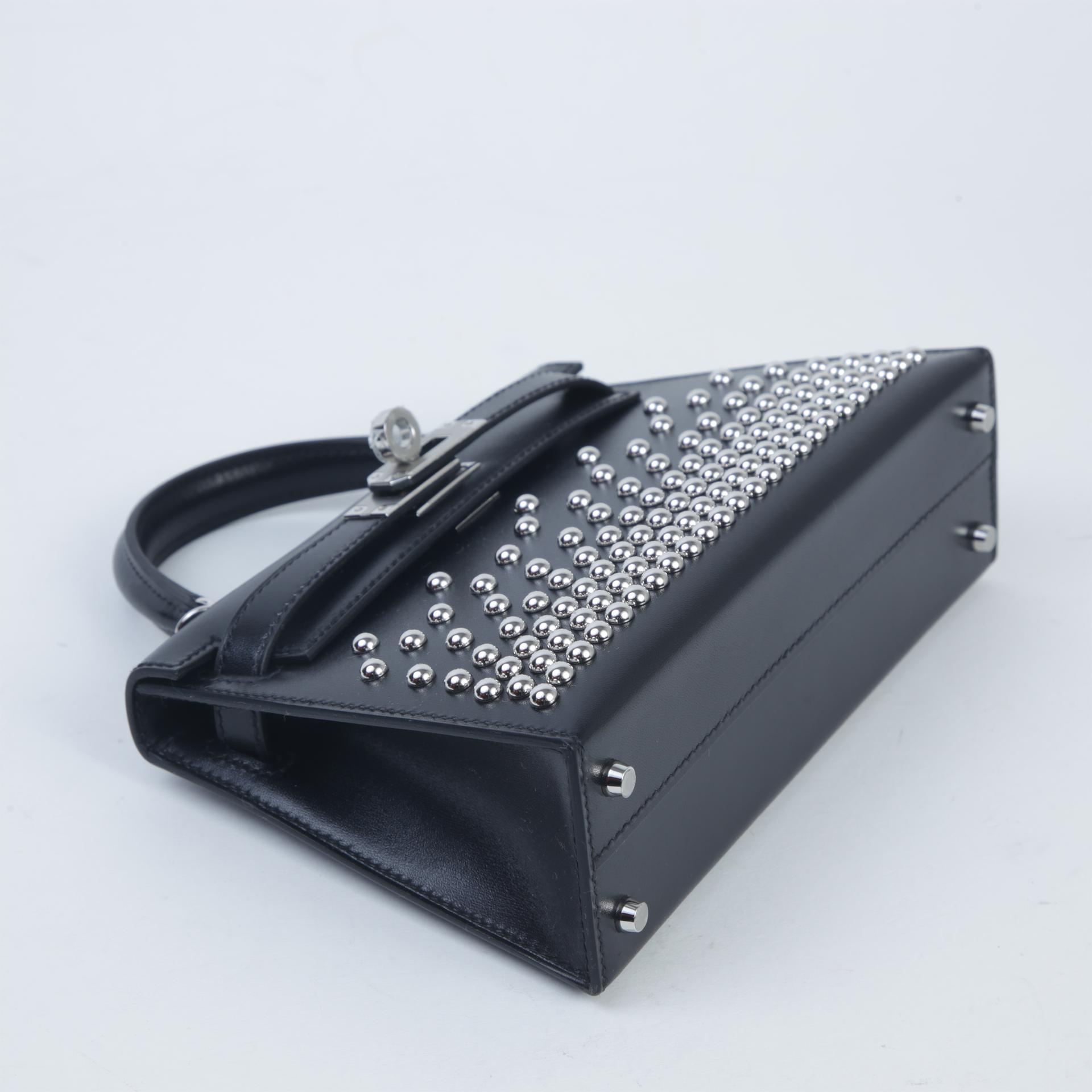Brand New ( Rank N ) HERMÈS Limited Edition Mini Kelly II Cloute Black (89) Box-calf Palladium hardware W (2024) - 4