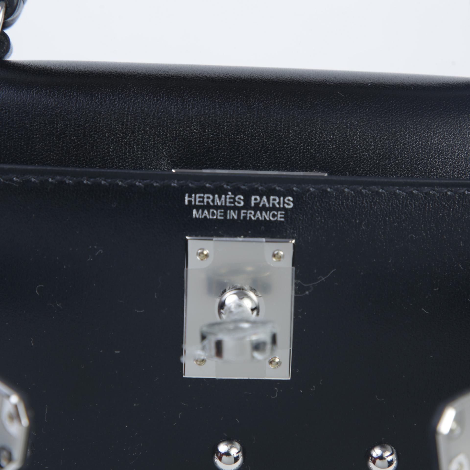 Brand New ( Rank N ) HERMÈS Limited Edition Mini Kelly II Cloute Black (89) Box-calf Palladium hardware W (2024) - 9