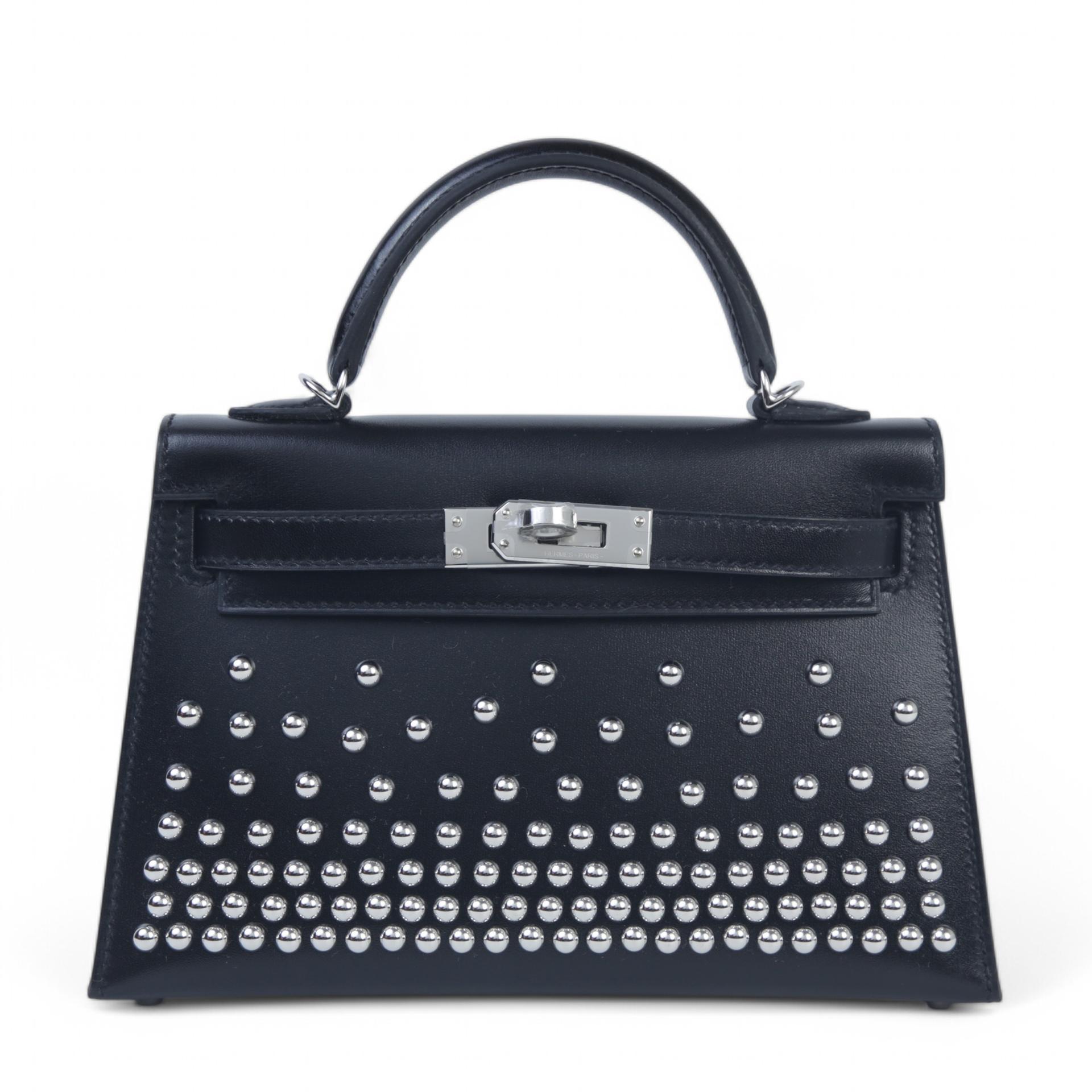 Brand New ( Rank N ) HERMÈS Limited Edition Mini Kelly II Cloute Black (89) Box-calf Palladium hardware W (2024) - 1