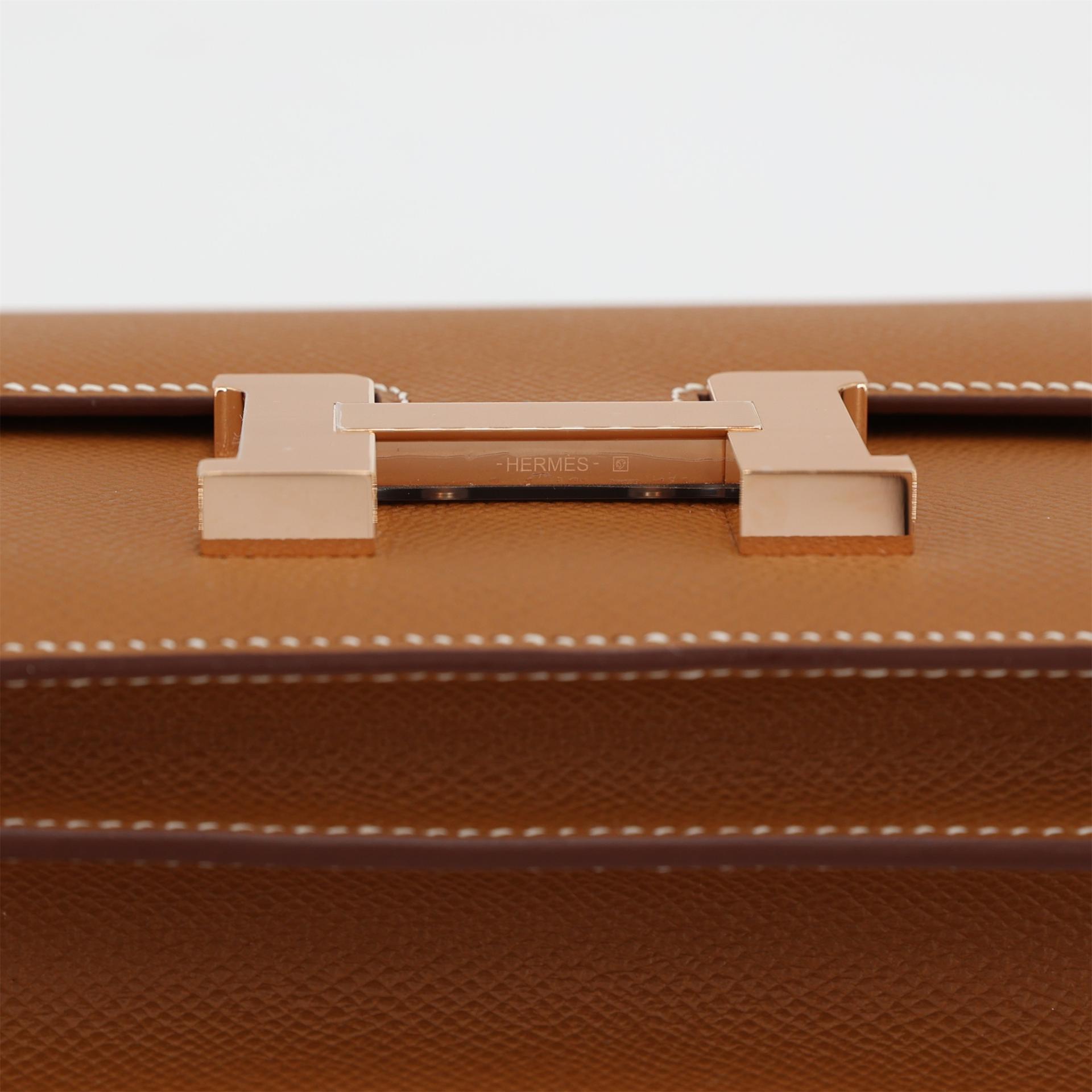 Brand New ( Rank N ) HERMÈS Constance Mini Gold (37) Epsom Rose Gold hardware W (2024) - 9