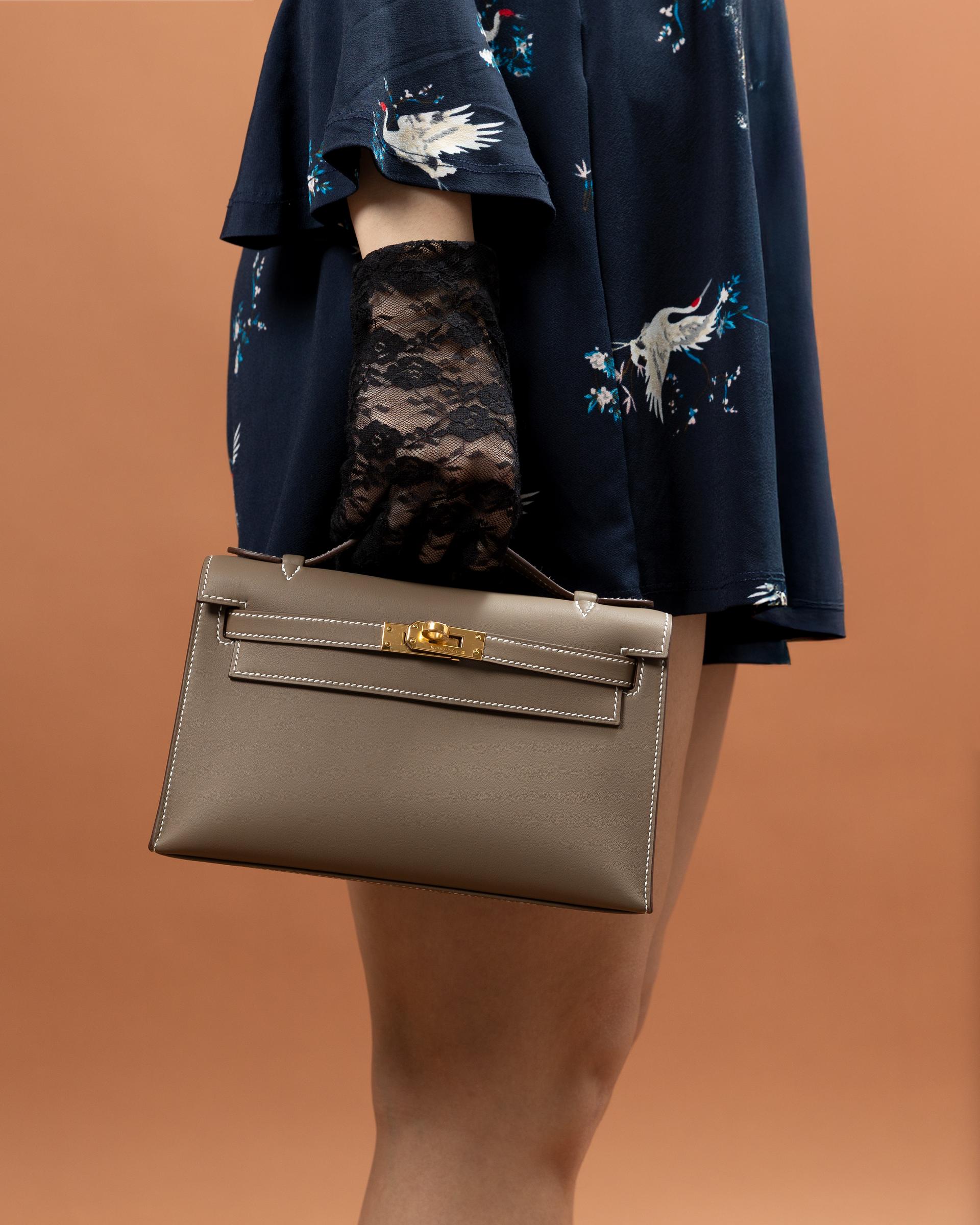 ランク N 新品 HERMÈS エルメス ポシェットケリー エトゥープ (18) スイフト ゴールド金具 K刻印 - 16