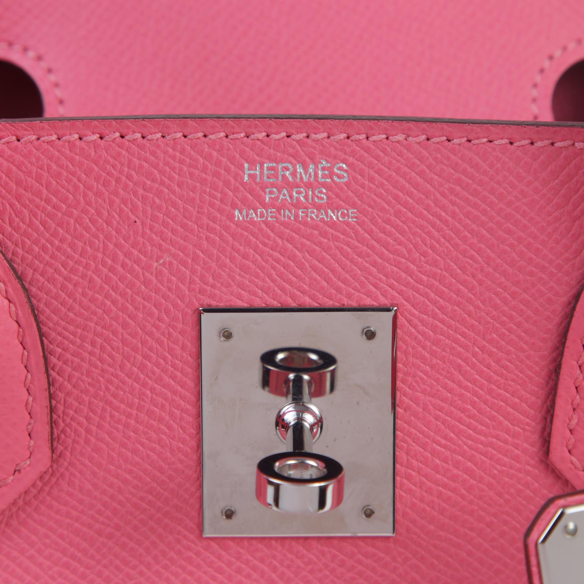 Very Good ( Rank A)  HERMÈS  Birkin 30 Rose Azalee (8W) Epsom Palladium hardware Y (2020) - 9