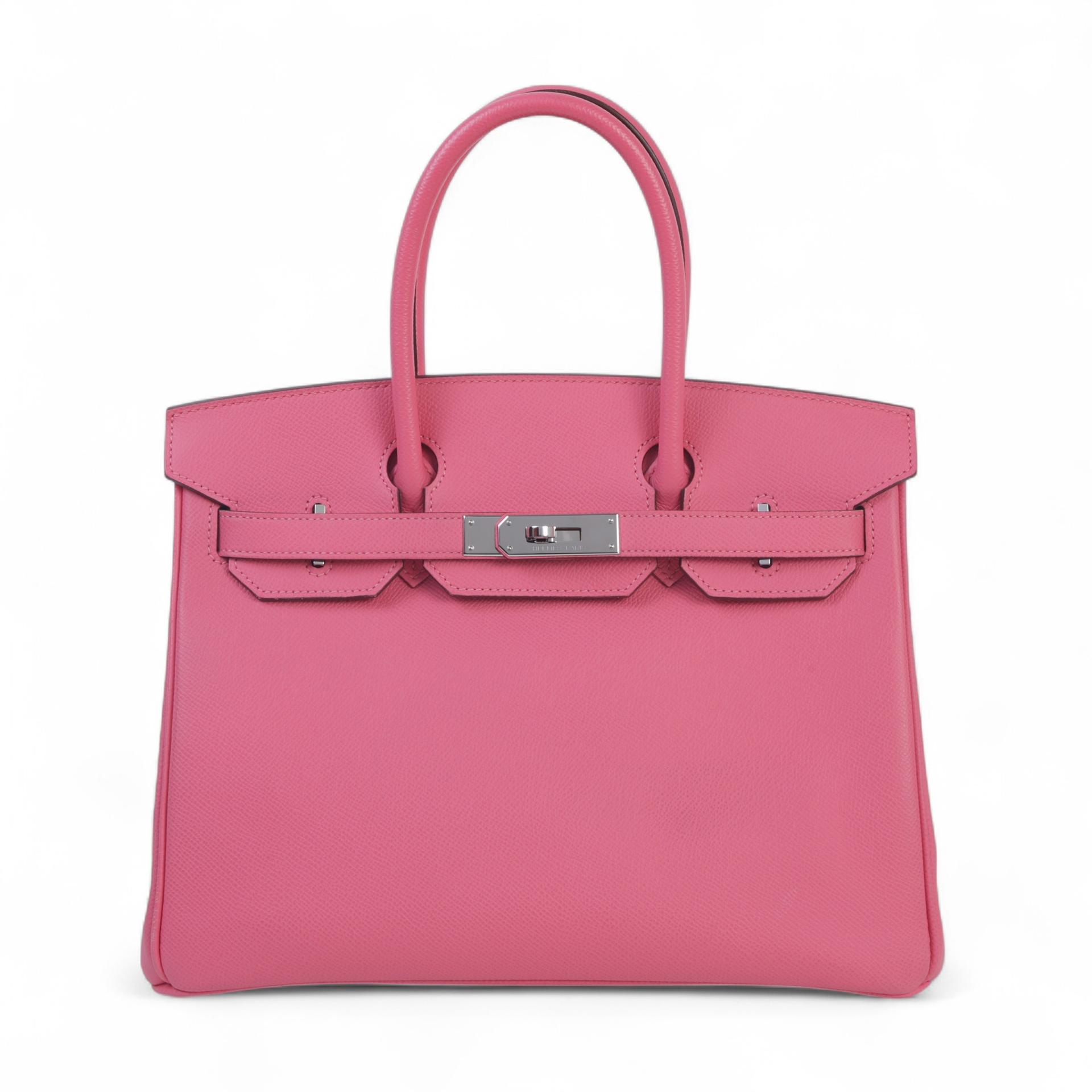 Very Good ( Rank A)  HERMÈS  Birkin 30 Rose Azalee (8W) Epsom Palladium hardware Y (2020) - 1