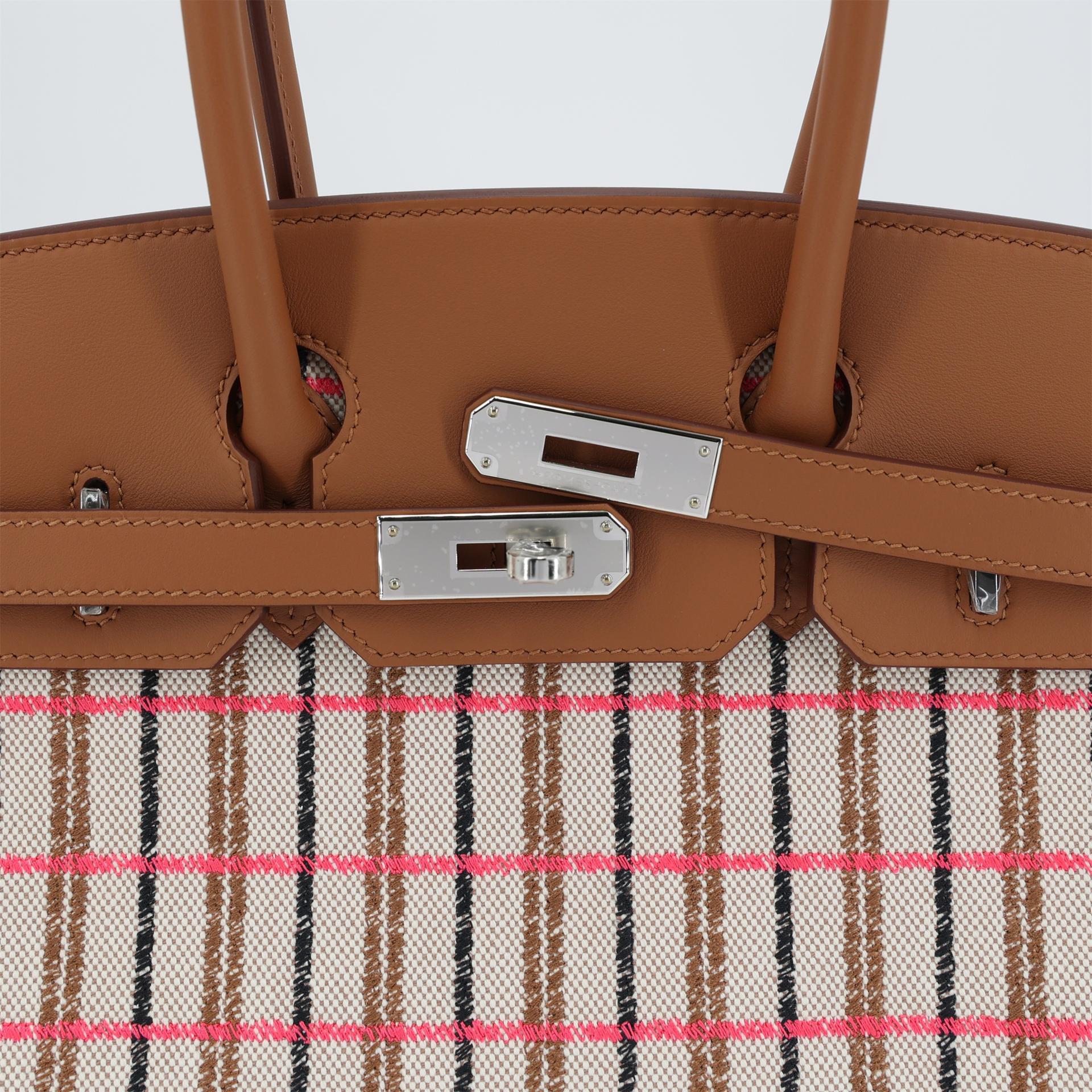 Brand New ( Rank N ) HERMÈS Limited Edition Birkin Shoulder Light 29 Gold (37) Black (89) Beige Toile H canvas Palladium hardware K (2025) - 8