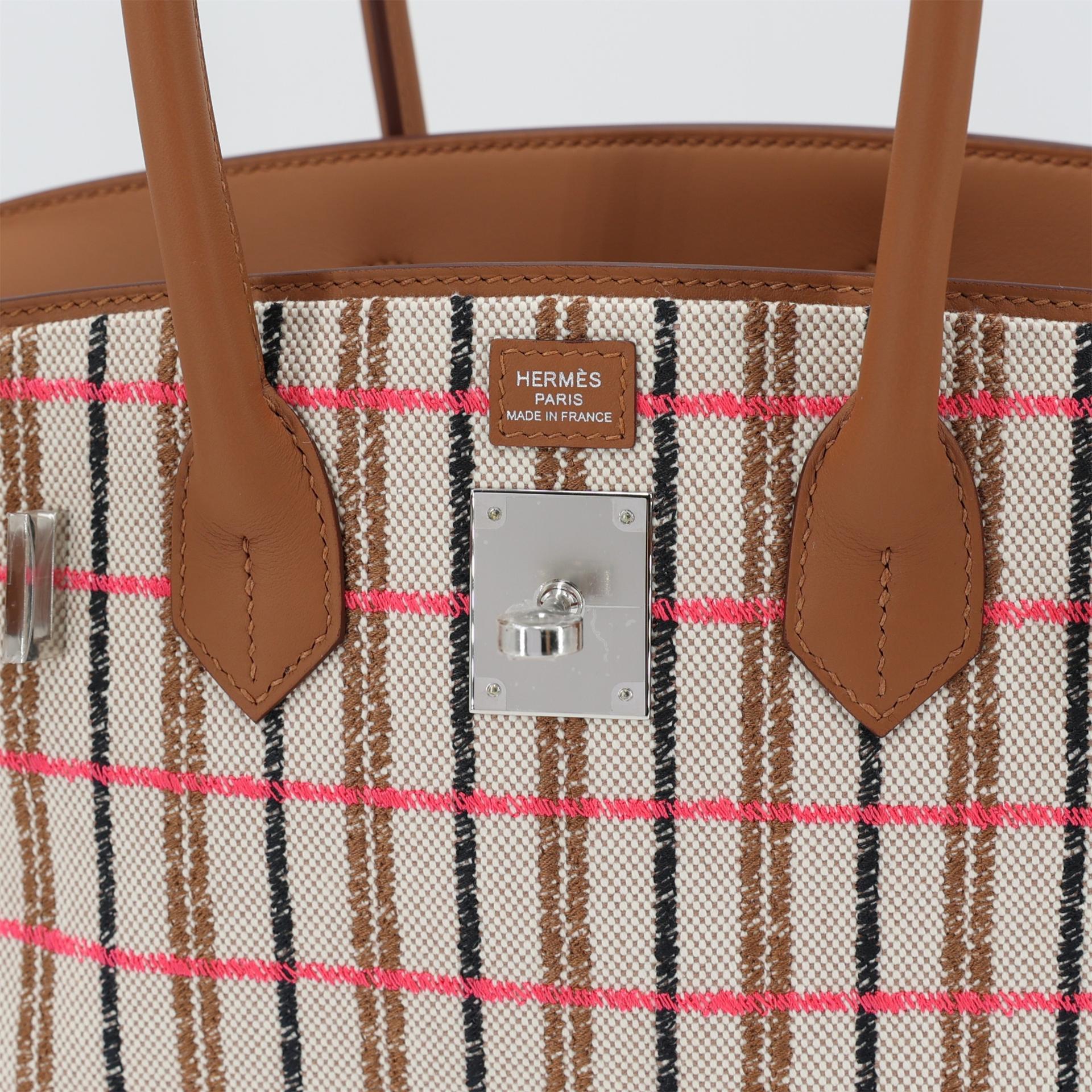 Brand New ( Rank N ) HERMÈS Limited Edition Birkin Shoulder Light 29 Gold (37) Black (89) Beige Toile H canvas Palladium hardware K (2025) - 9