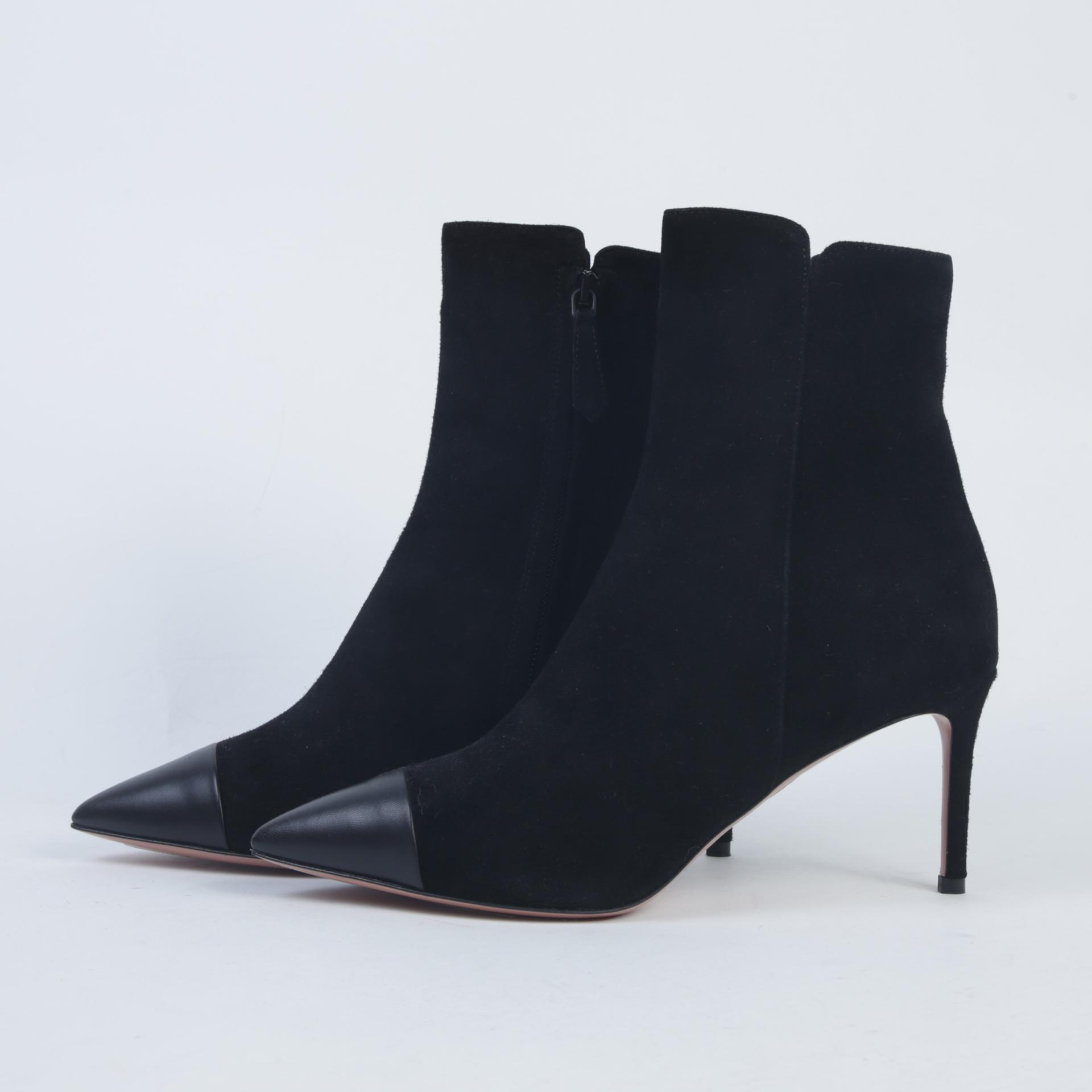 Unused ( Rank NS )Aquazzura Milanese 75 suede and leather ankle boots Black - 4