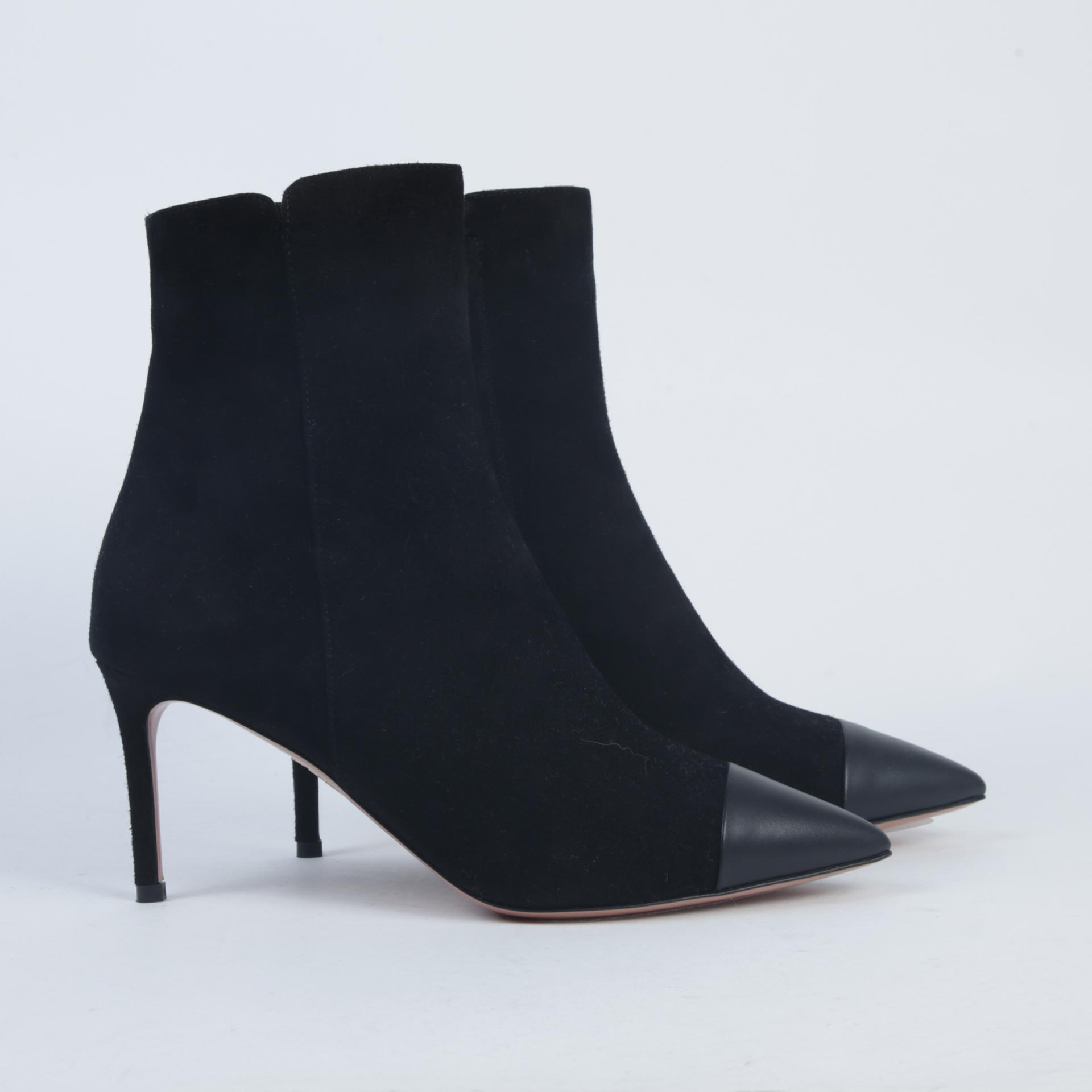 Unused ( Rank NS )Aquazzura Milanese 75 suede and leather ankle boots Black - 5