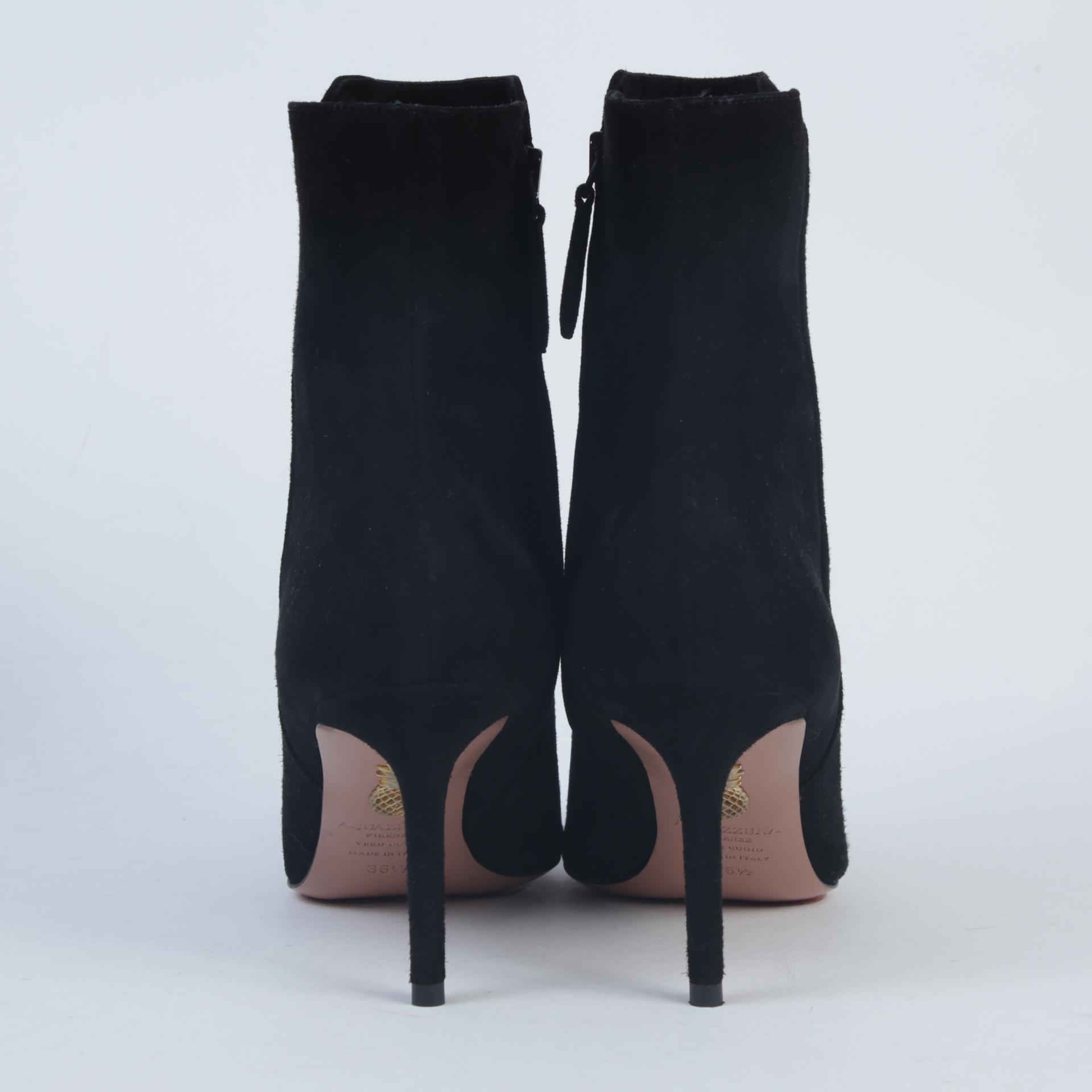 Unused ( Rank NS )Aquazzura Milanese 75 suede and leather ankle boots Black - 3