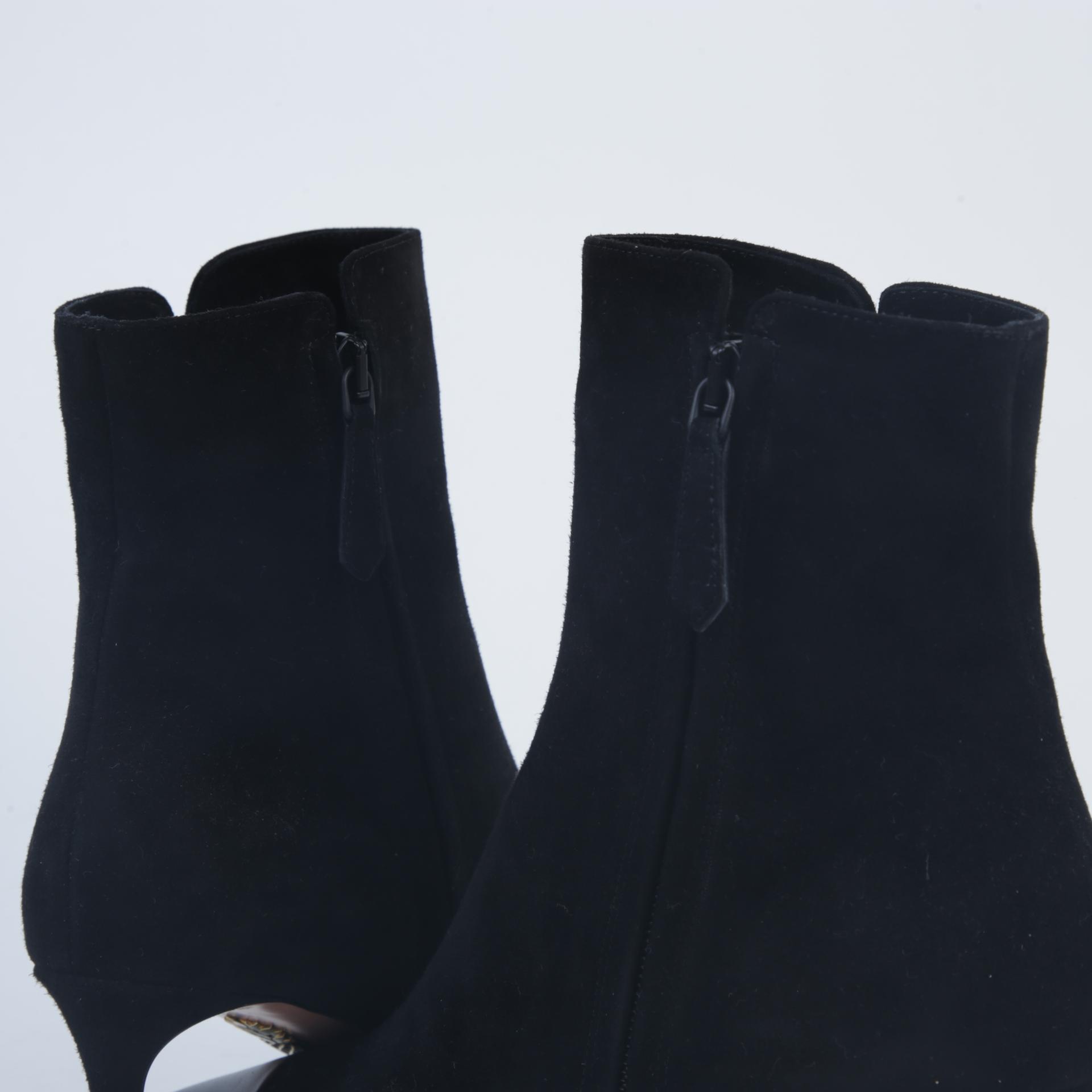Unused ( Rank NS )Aquazzura Milanese 75 suede and leather ankle boots Black - 7