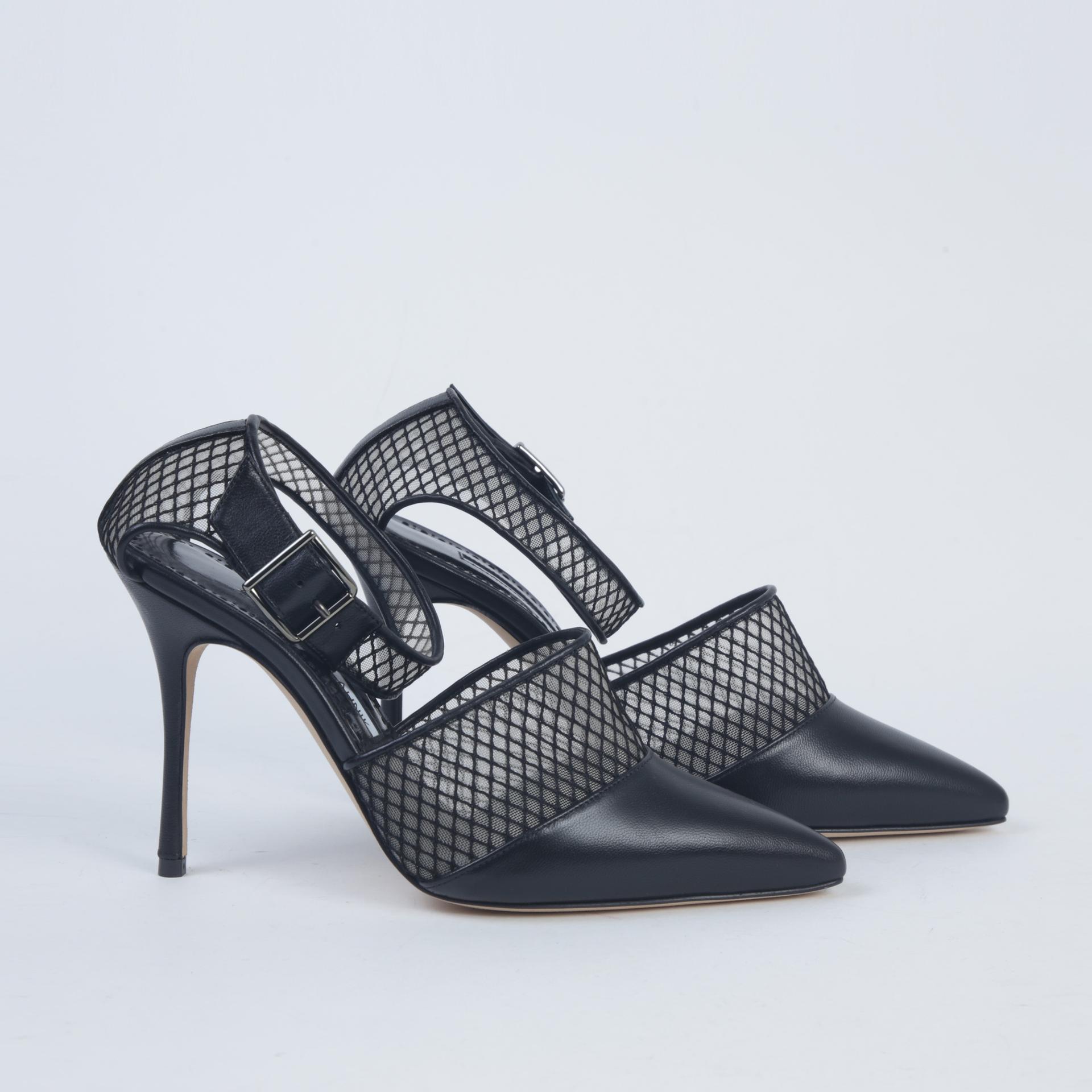Unused ( Rank NS )Manolo Blahnik Jatelah Nappa Pumps Black - 4