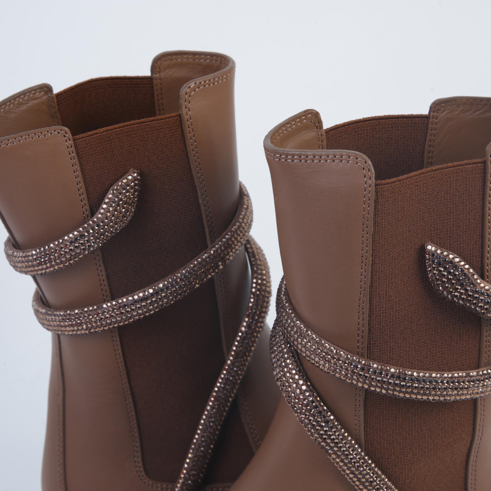 Unused ( Rank NS )Rene Caovilla 'Cleo' Ankle Boots Brown - 6