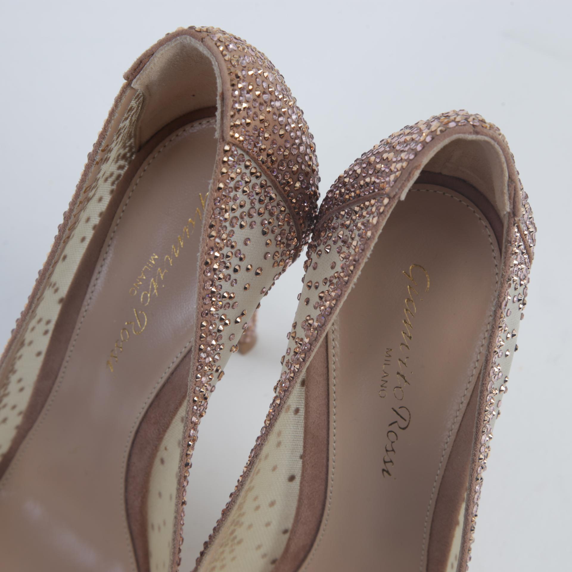 Unused ( Rank NS )GIANVITO ROSSI Rania 105mm Rhinestone Pumps - 7