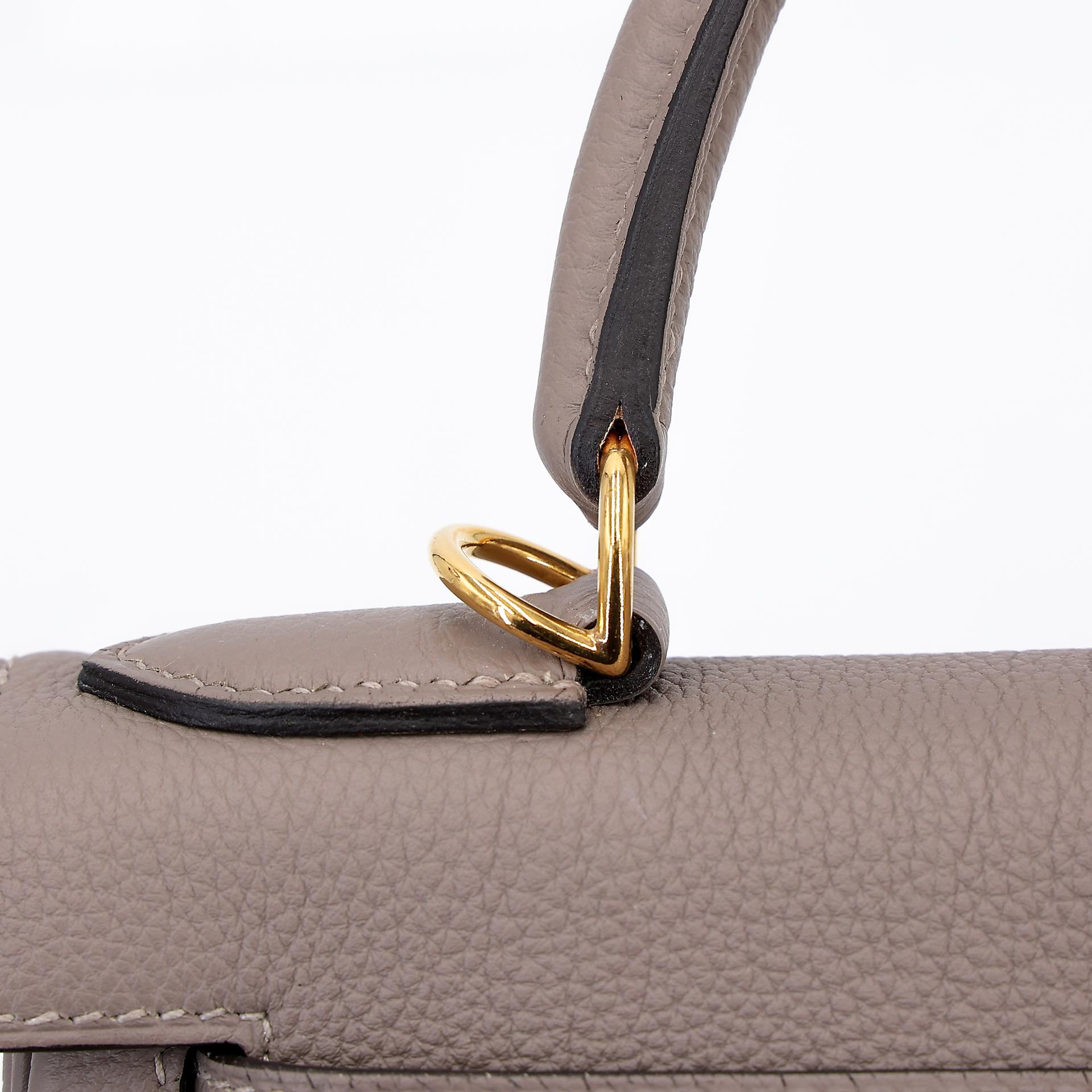 Excellent ( Rank SA )  HERMÈS  Kelly 28 Gris Asphalte (M8) Togo Gold hardware A (2017) - 9