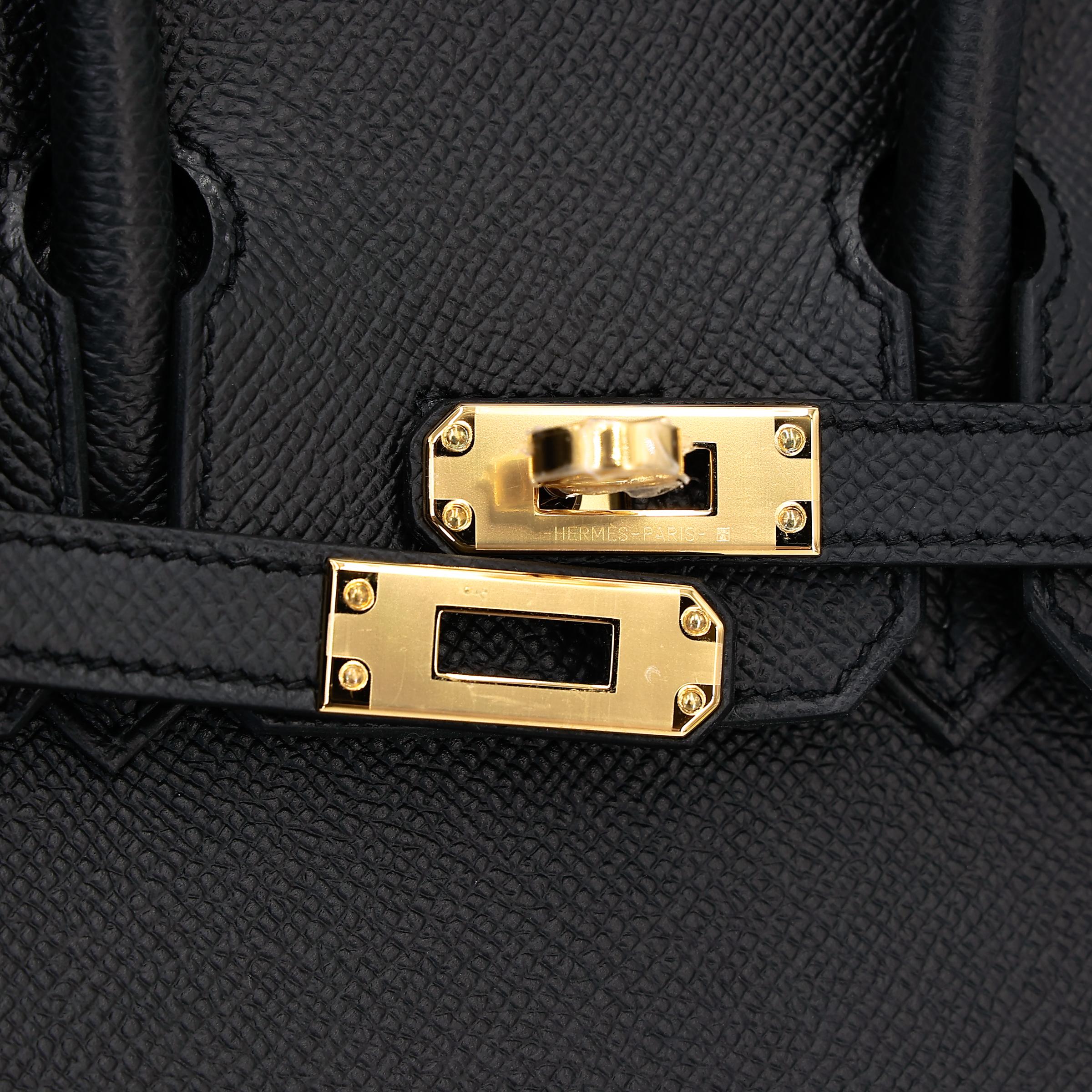 Unused ( Rank NS ) HERMÈS Birkin 25 Sellier Black (89) Epsom Gold hardware B (2023) - 8