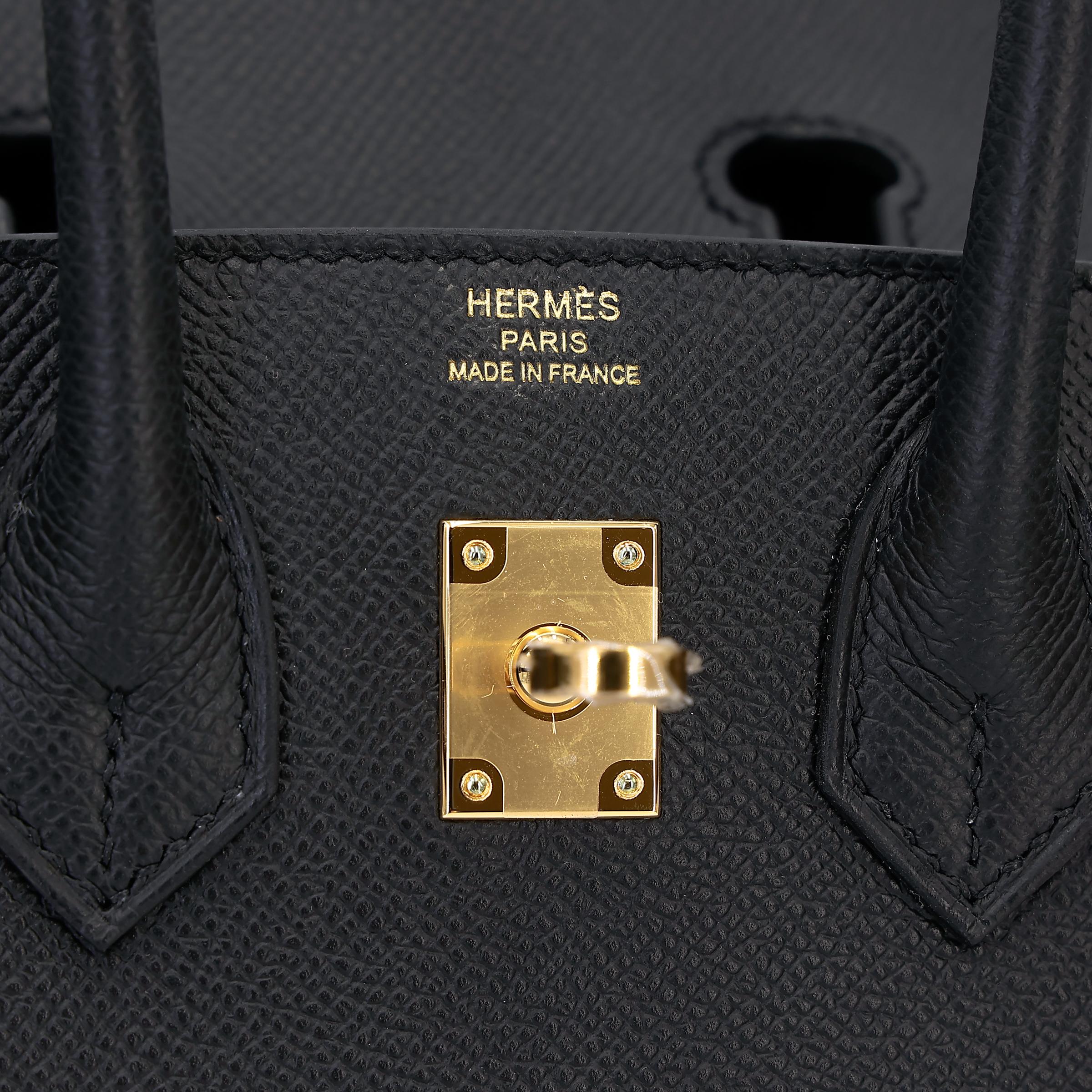 Unused ( Rank NS ) HERMÈS Birkin 25 Sellier Black (89) Epsom Gold hardware B (2023) - 9