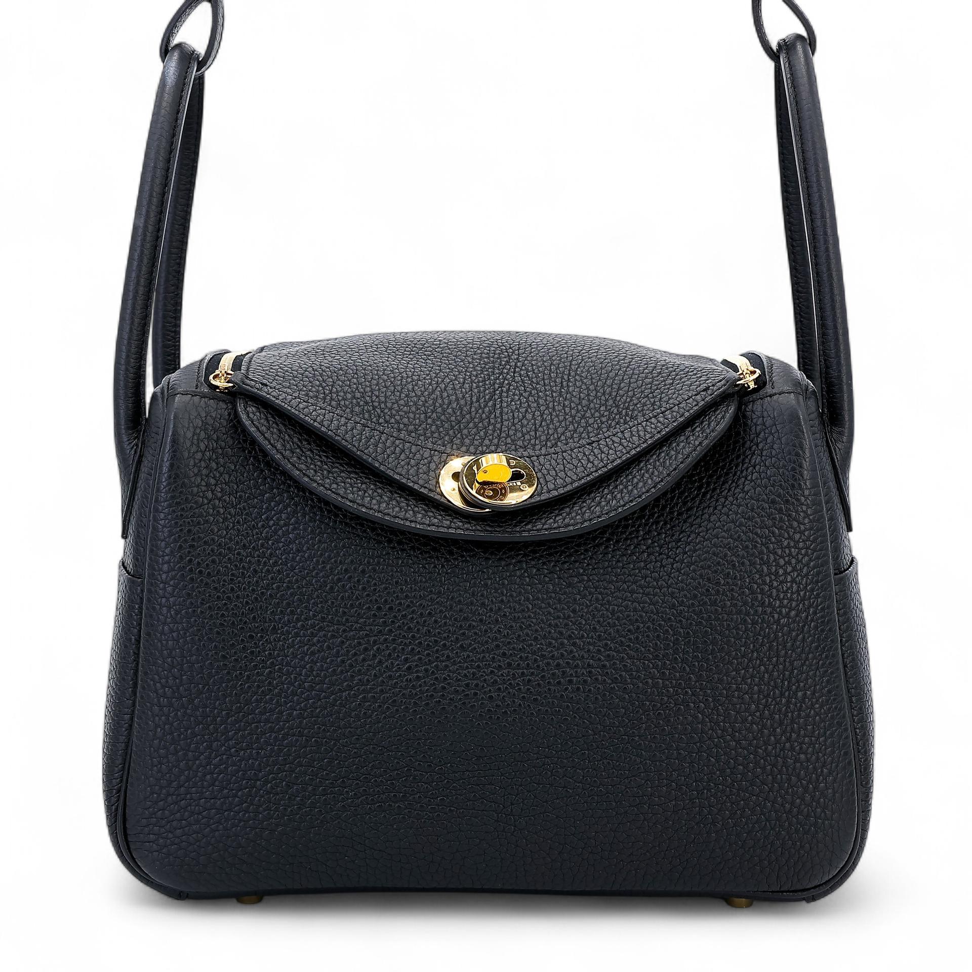 A美品 HERMÈS 愛馬仕 Lindy 26 89 黑色 Noir Clemence小牛皮 金扣 X刻 2016年 - 1