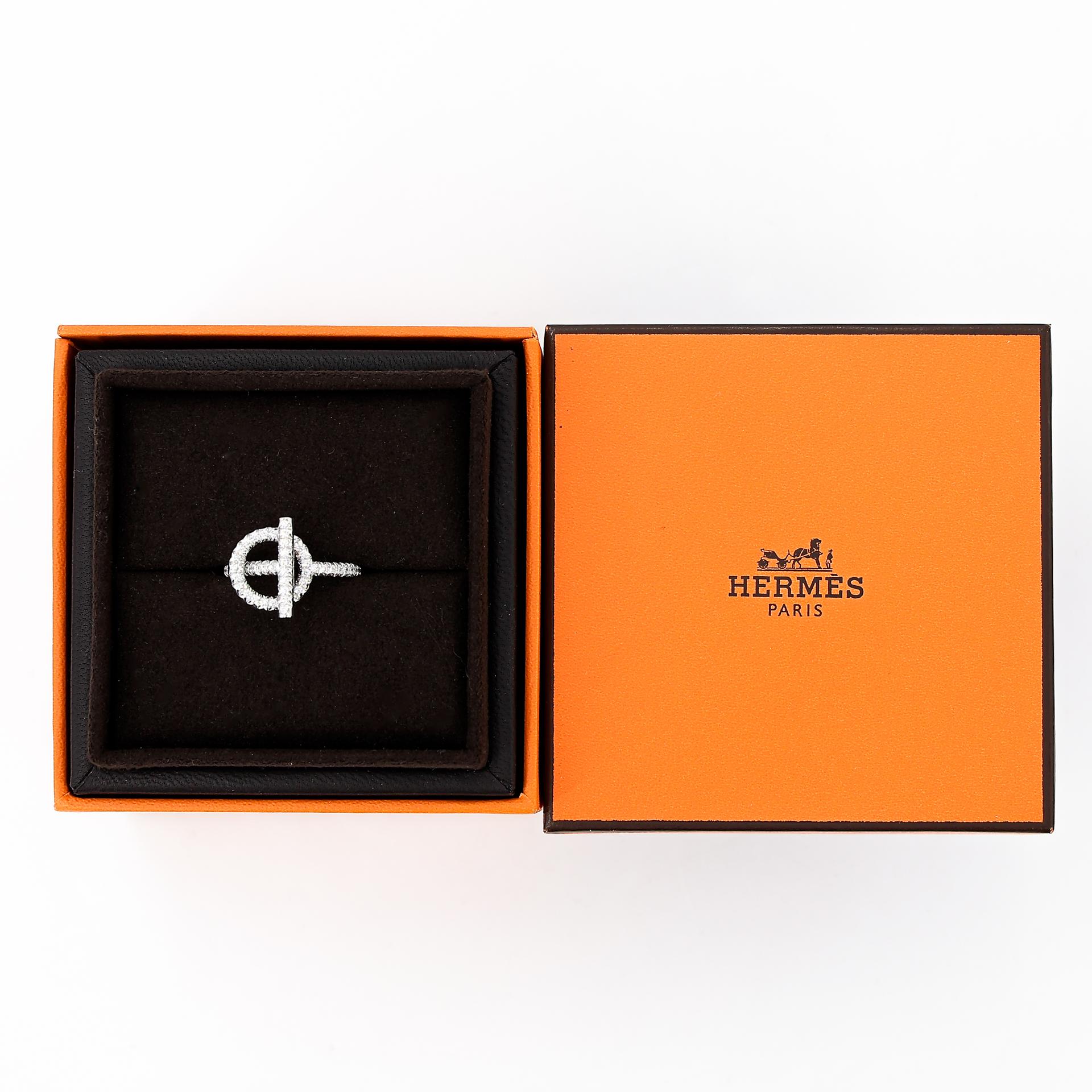全新 HERMÈS 爱马仕 Finesse 戒指 银色 白金 钻石 银扣 - 7