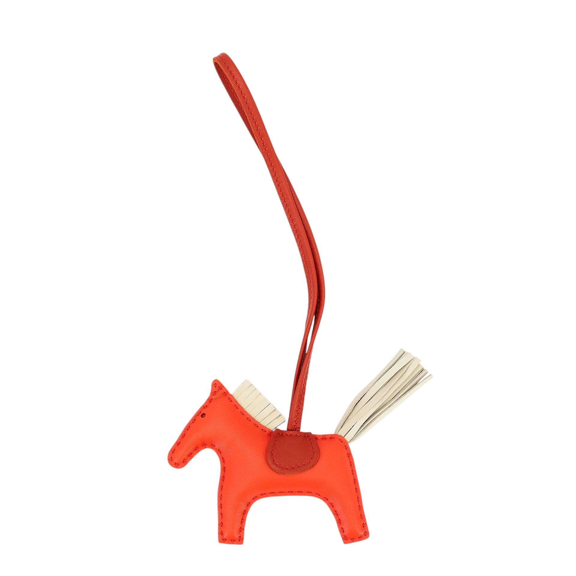 Brand New ( Rank N ) HERMÈS Rodeo PM Orange Poppy (8V) Craie (10) Cornaline (3B) Agneau  Z (2021) - 1