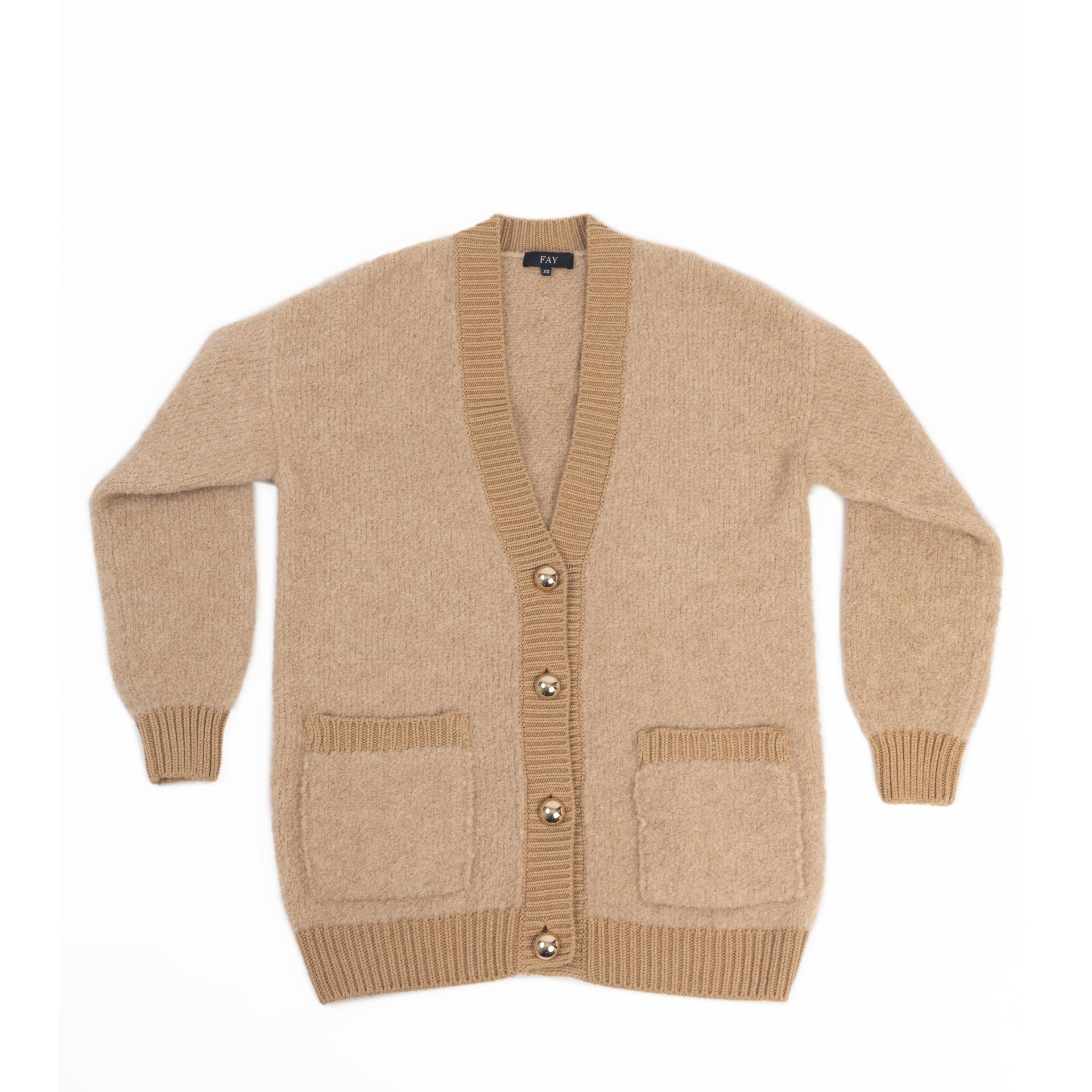 FAY Bouclé Cardigan Beige