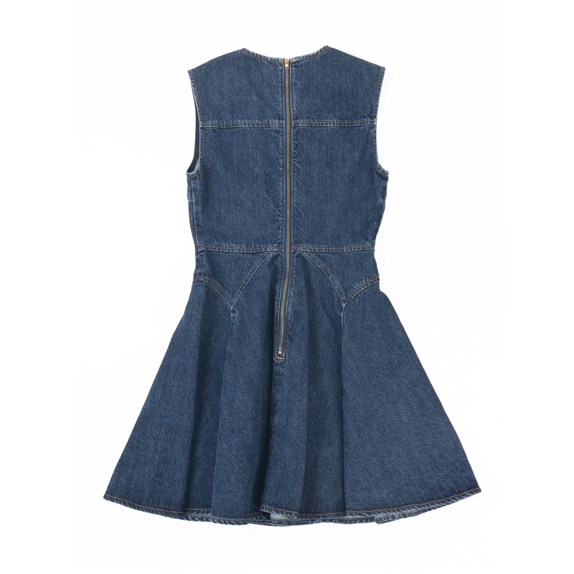 Unused ( Rank NS )SELF-PORTRAIT Denim Skater Mini Dress Blue - 2