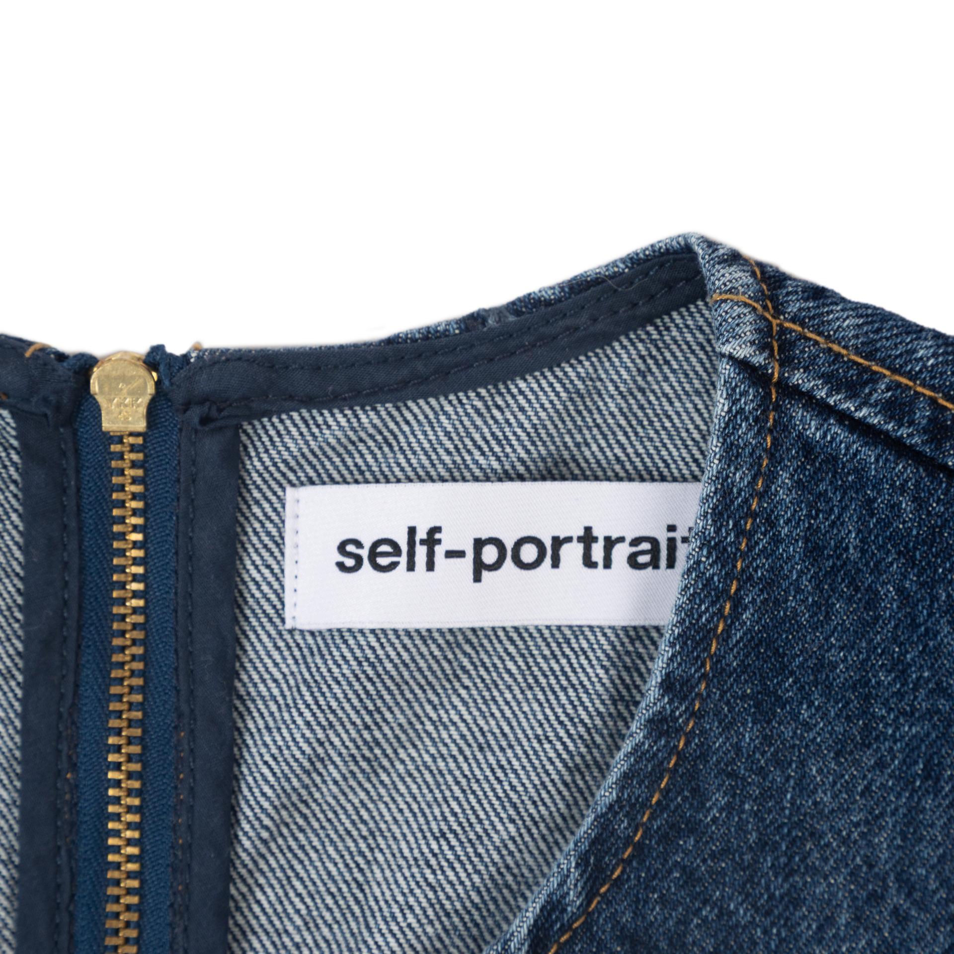 Unused ( Rank NS )SELF-PORTRAIT Denim Skater Mini Dress Blue - 6