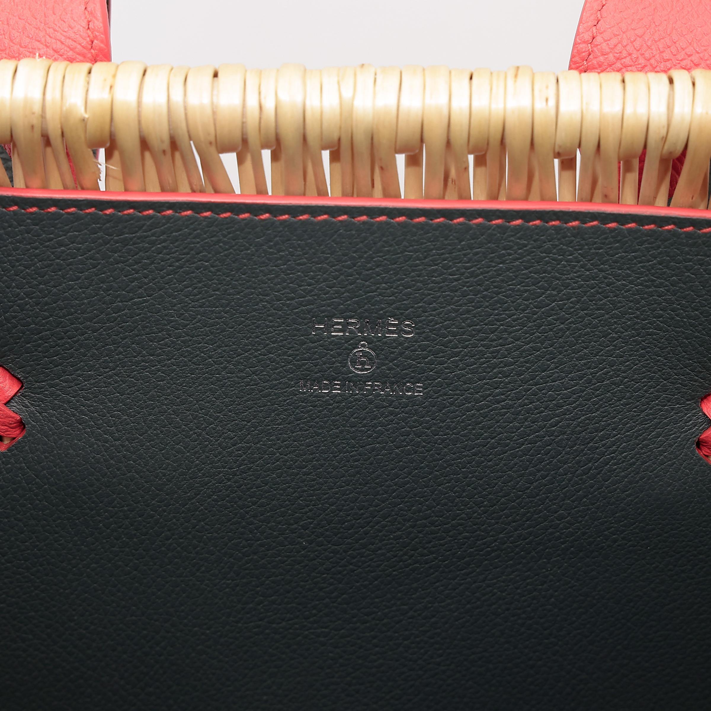 Unused ( Rank NS ) HERMÈS Panier en osier GM Aleatoire Rouge Tomate (S5) Bleu Orage (Y7) Osier Wicker  Epsom - 11