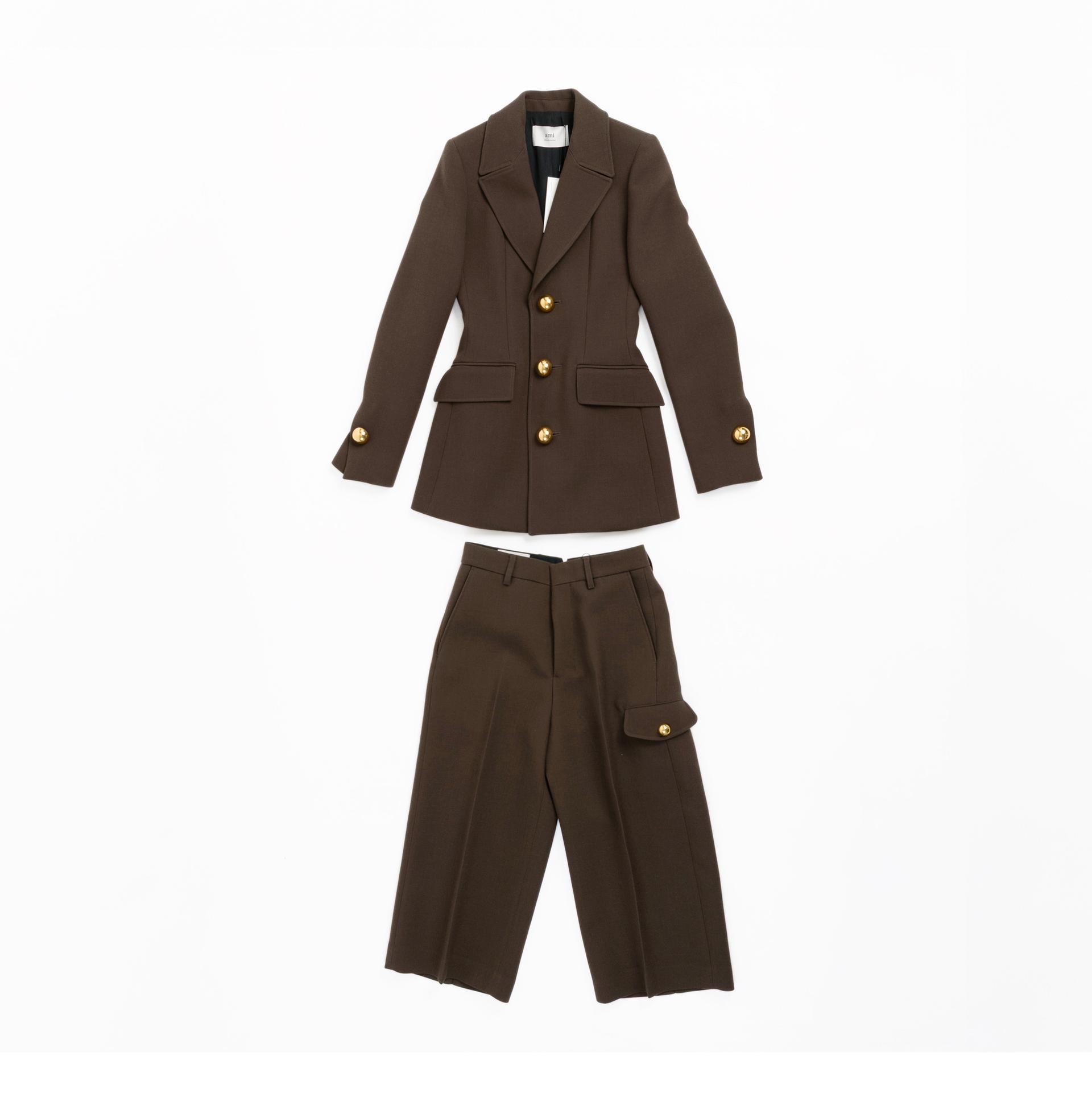 Unused ( Rank NS )AMI PARIS Fitted Buttoned Jacket Brown - 8