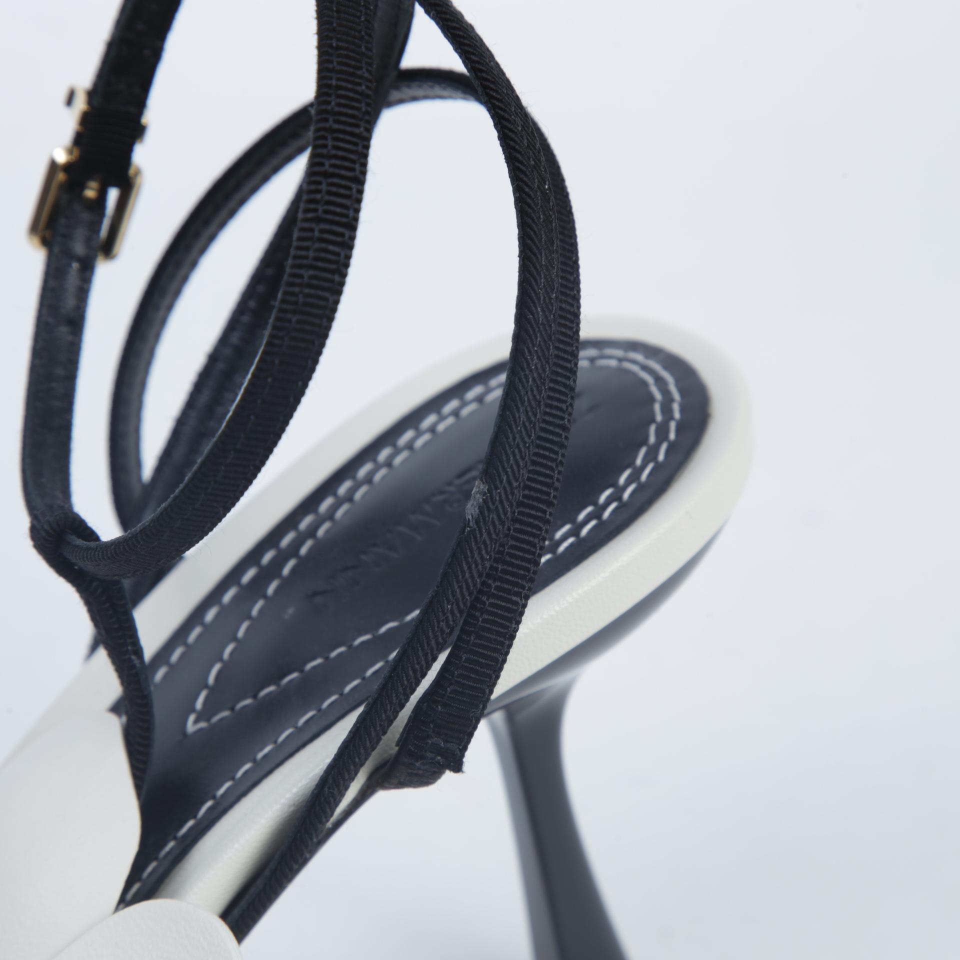 Unused ( Rank NS ) Zimmermann Orchid Sandals 85 White Black Leather - 4