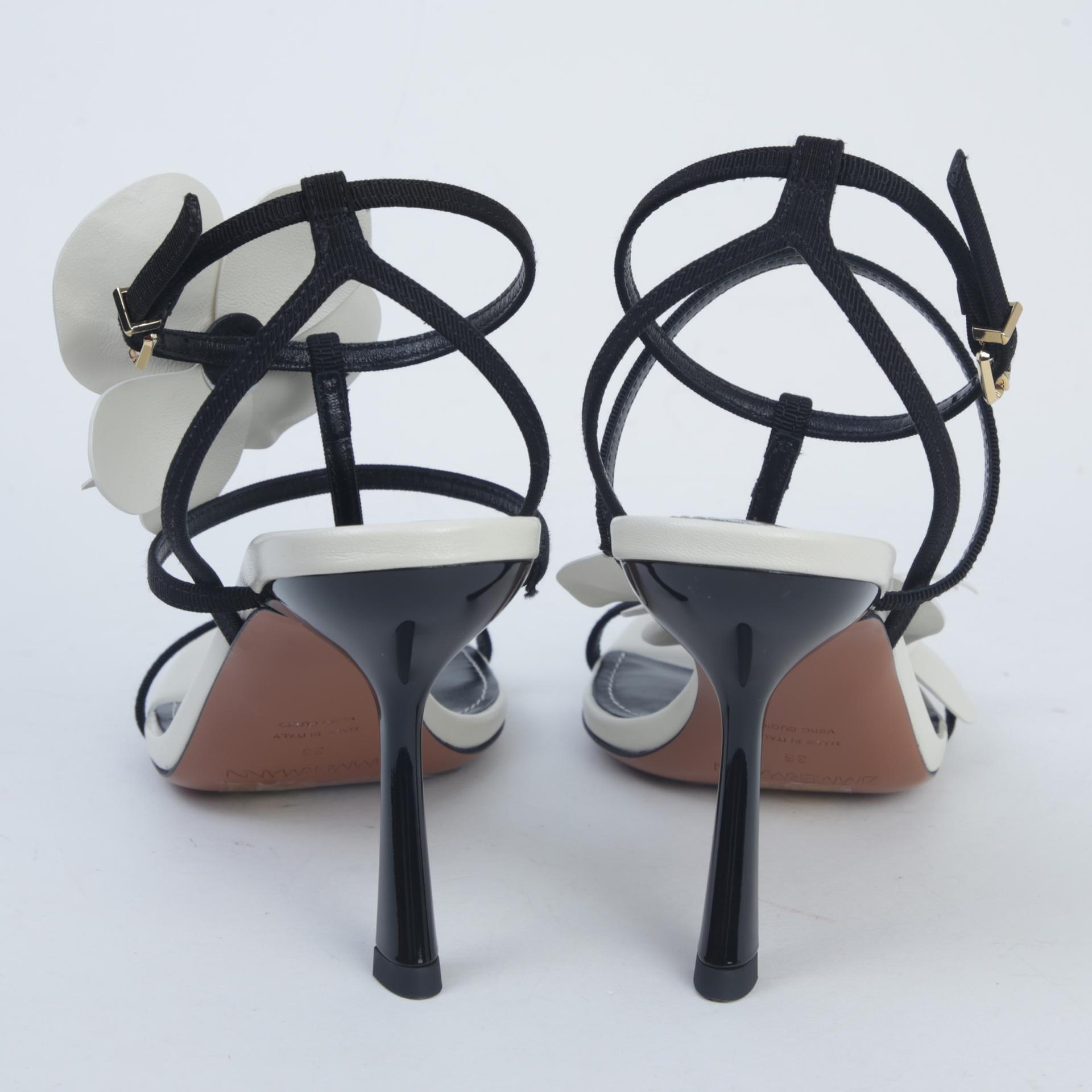 Unused ( Rank NS ) Zimmermann Orchid Sandals 85 White Black Leather - 5