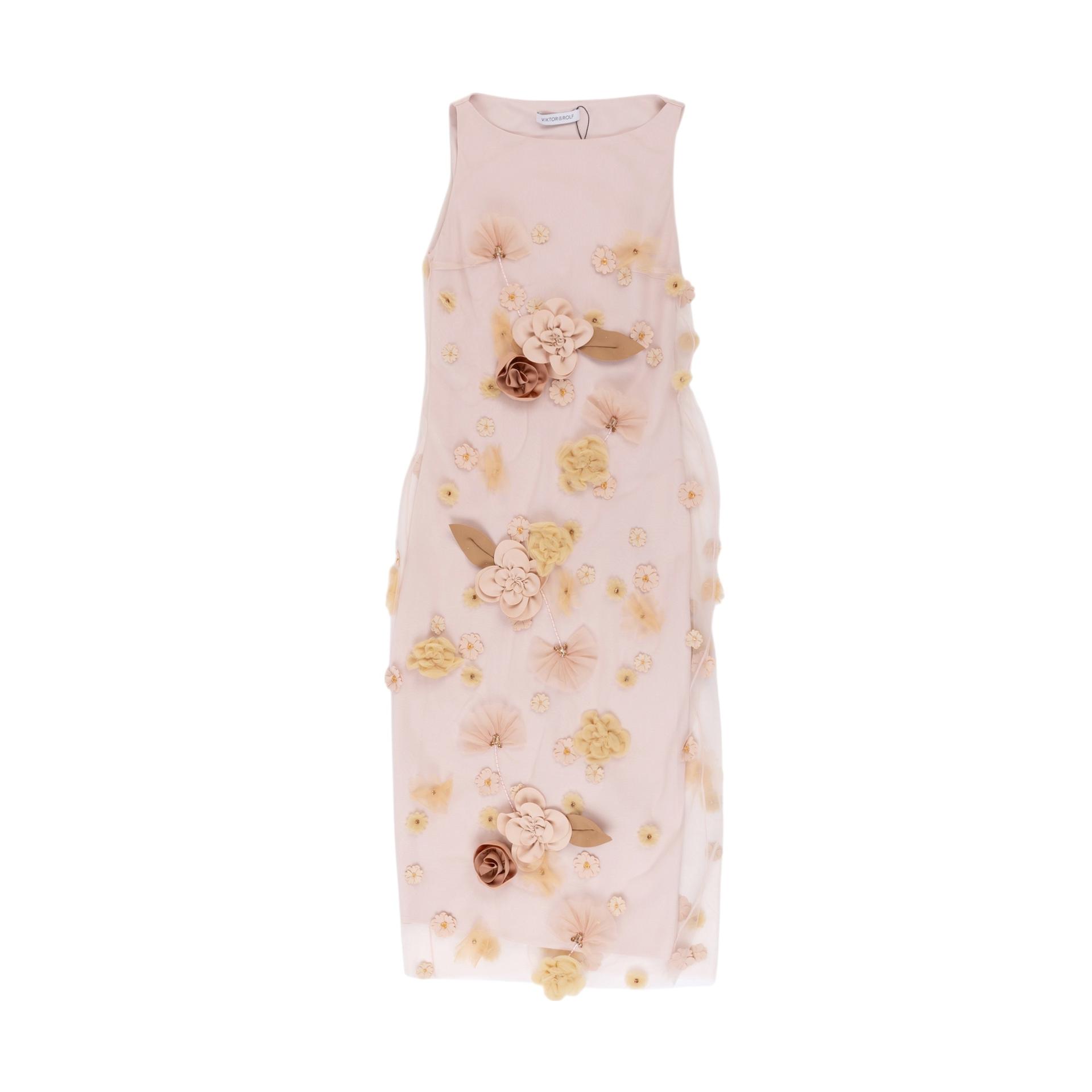 Unused ( Rank NS )VIKTOR & ROLF Floral Embroidery Midi Dress Pink - 3